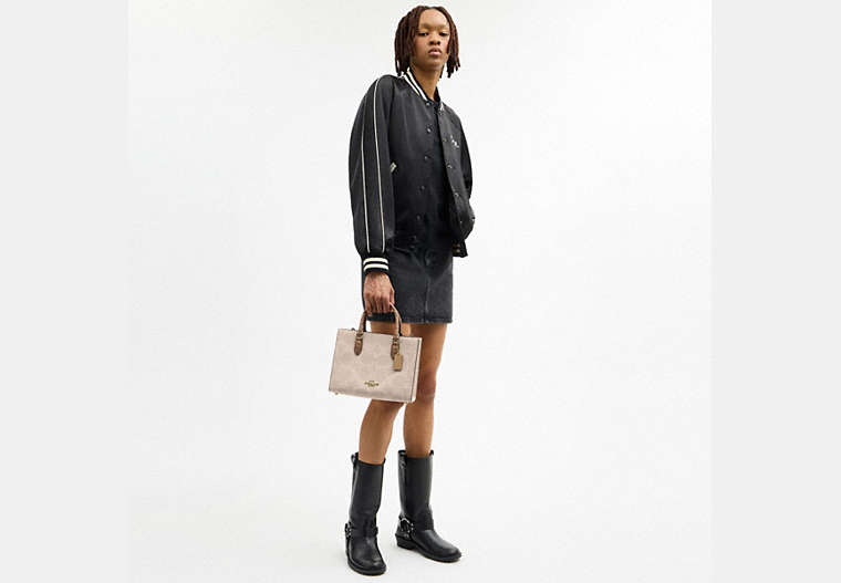 Maggie Small Tote Bag In Blocked Signature Canvas