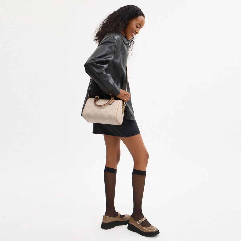 Rowan Satchel Bag In Blocked Signature Canvas