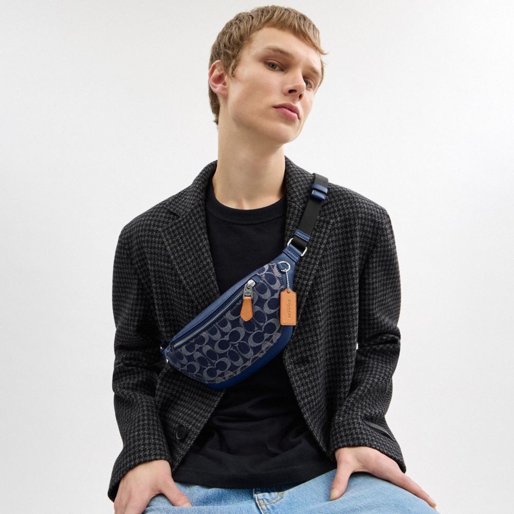 Warren Mini Belt Bag In Signature Denim
