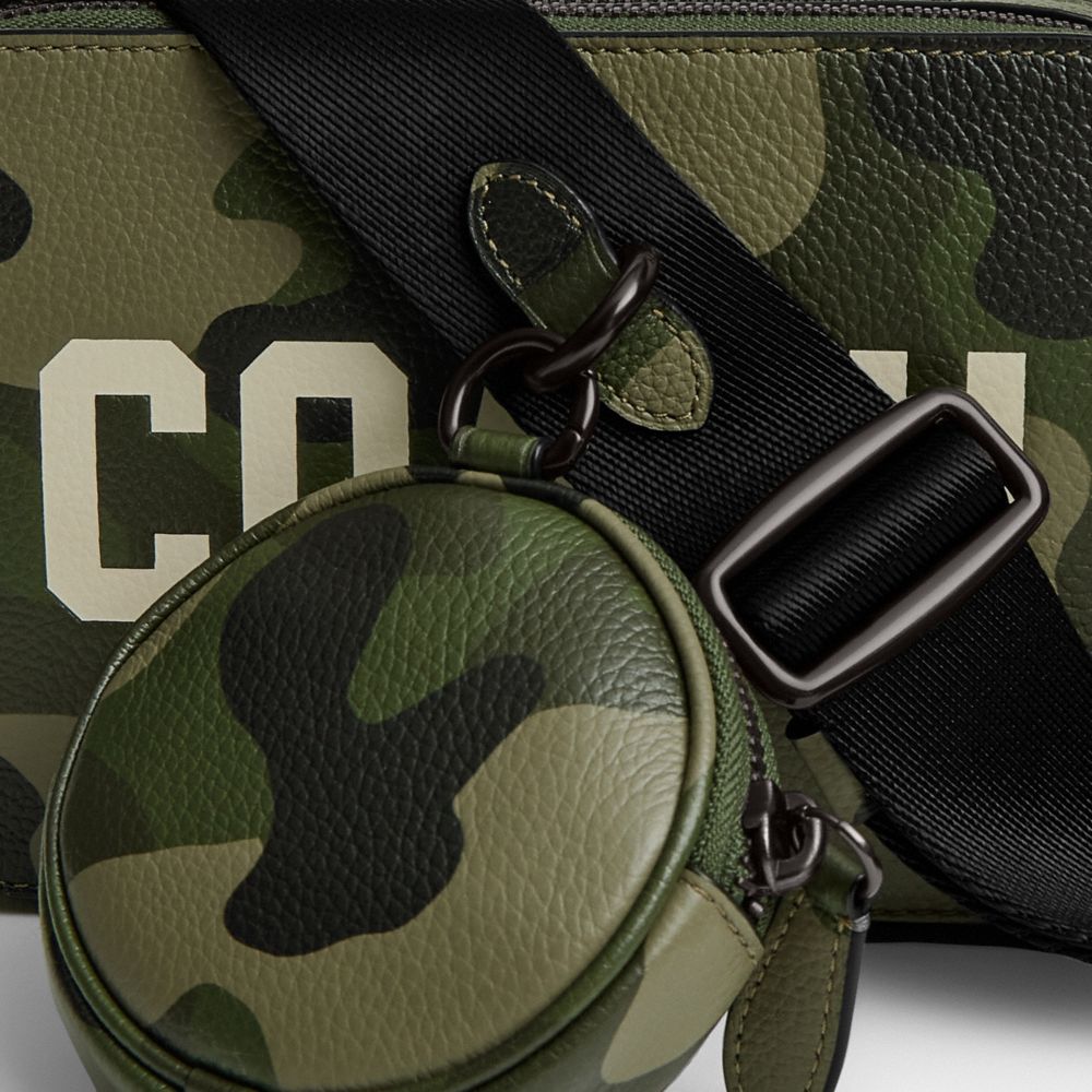 Charter Crossbody Bag 19 With Camo Print And Coach Graphic