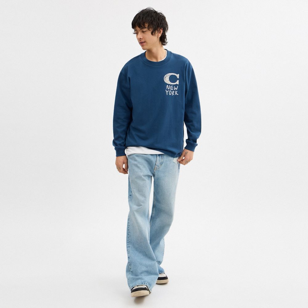 New York Long Sleeve T Shirt In Organic Cotton