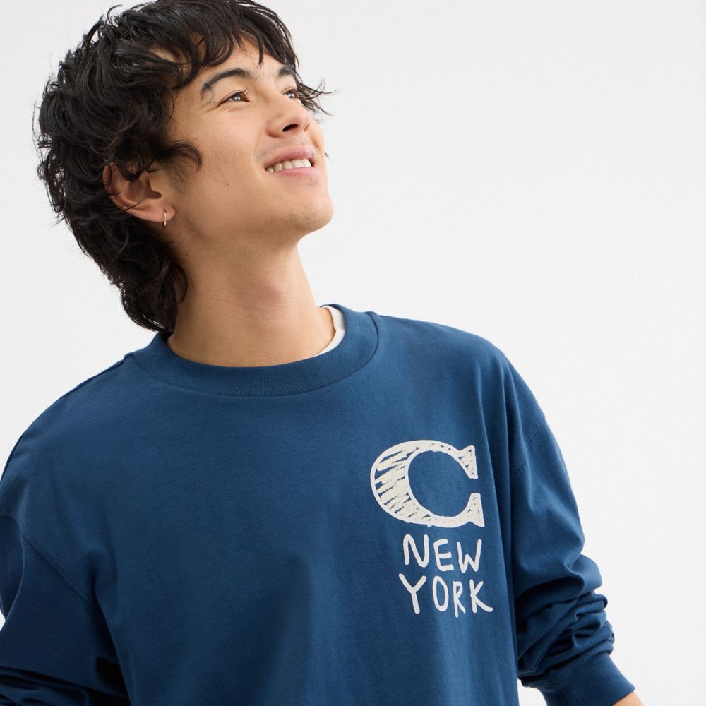New York Long Sleeve T Shirt In Organic Cotton