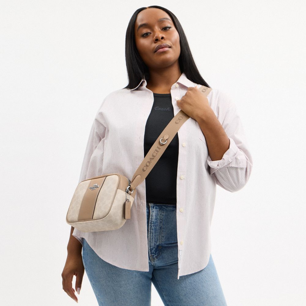 Jamie Camera Bag In Signature Canvas With Stripe