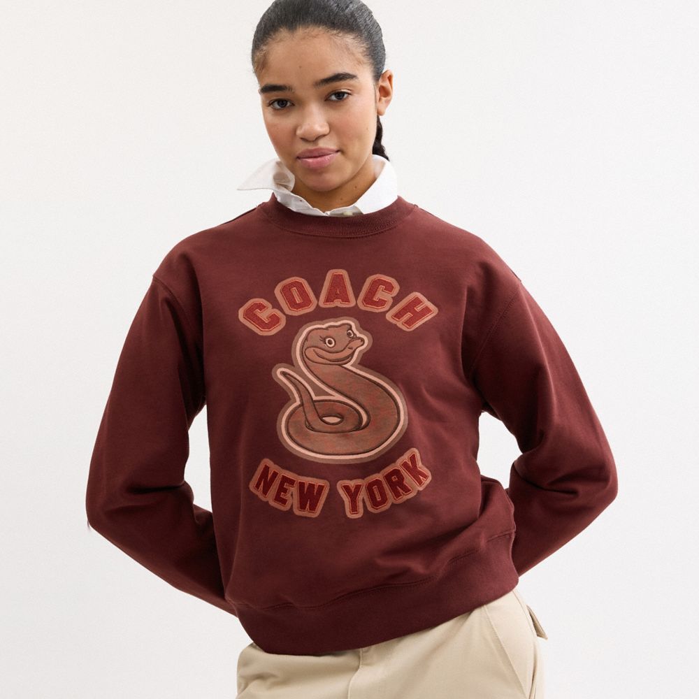 New Year Crewneck Sweatshirt With Snake Graphic