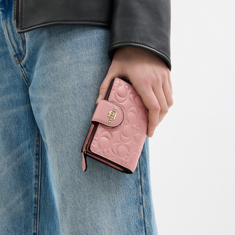 Medium Corner Zip Wallet With Gingham Print