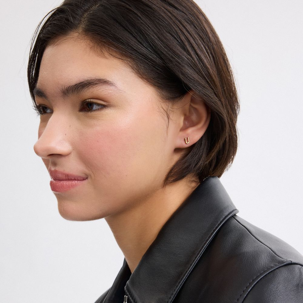 U Initial Stud Earrings Set