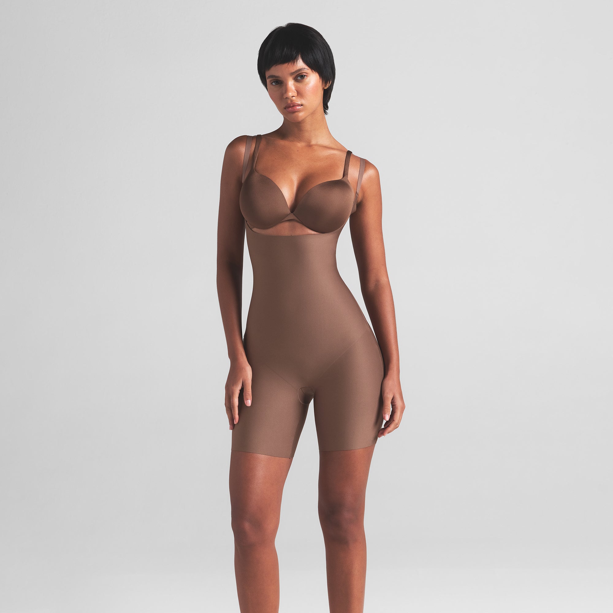 Skims Body Core Sculpt Open Bust Mid Thigh Bodysuit