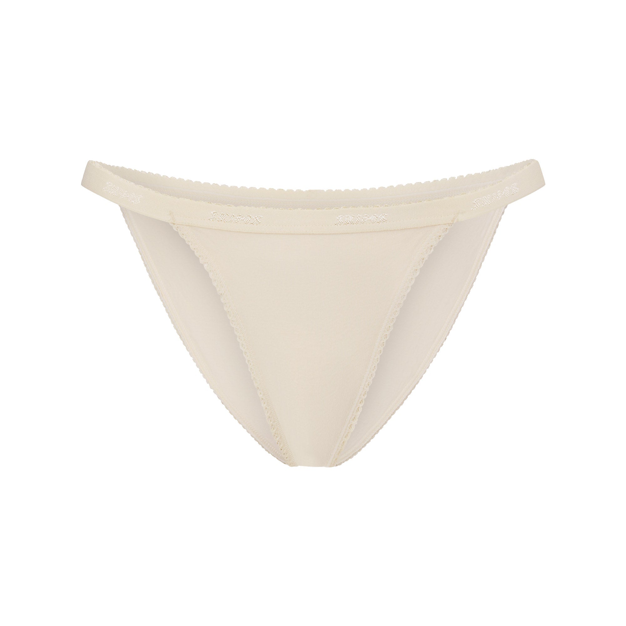 Lightweight Cotton Logo Picot String Bikini