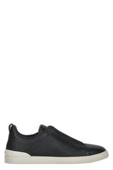 Zegna Logo Detail Leather Sneakers