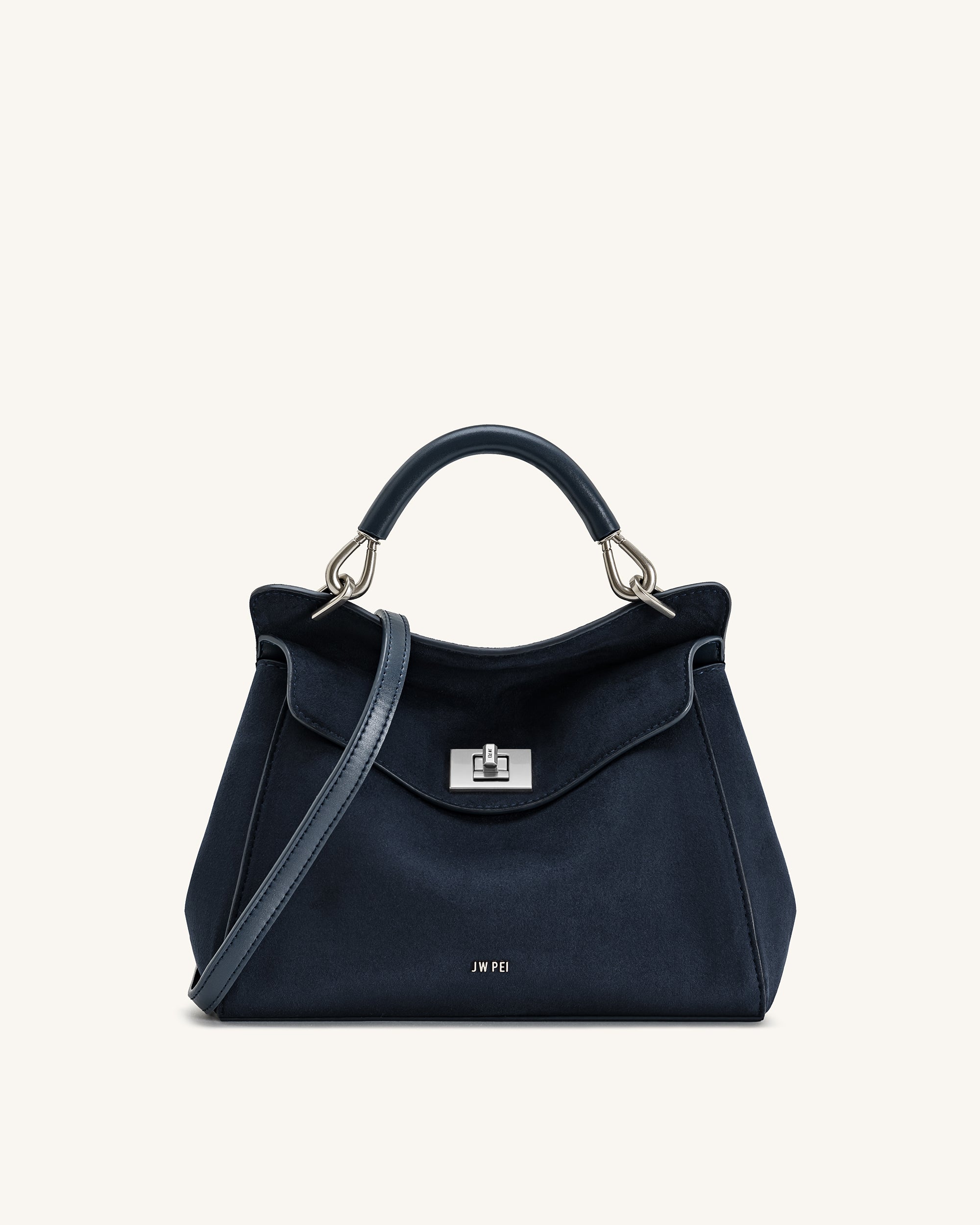 Lucia Classic Faux Suede Top Handle Bag - Taupe