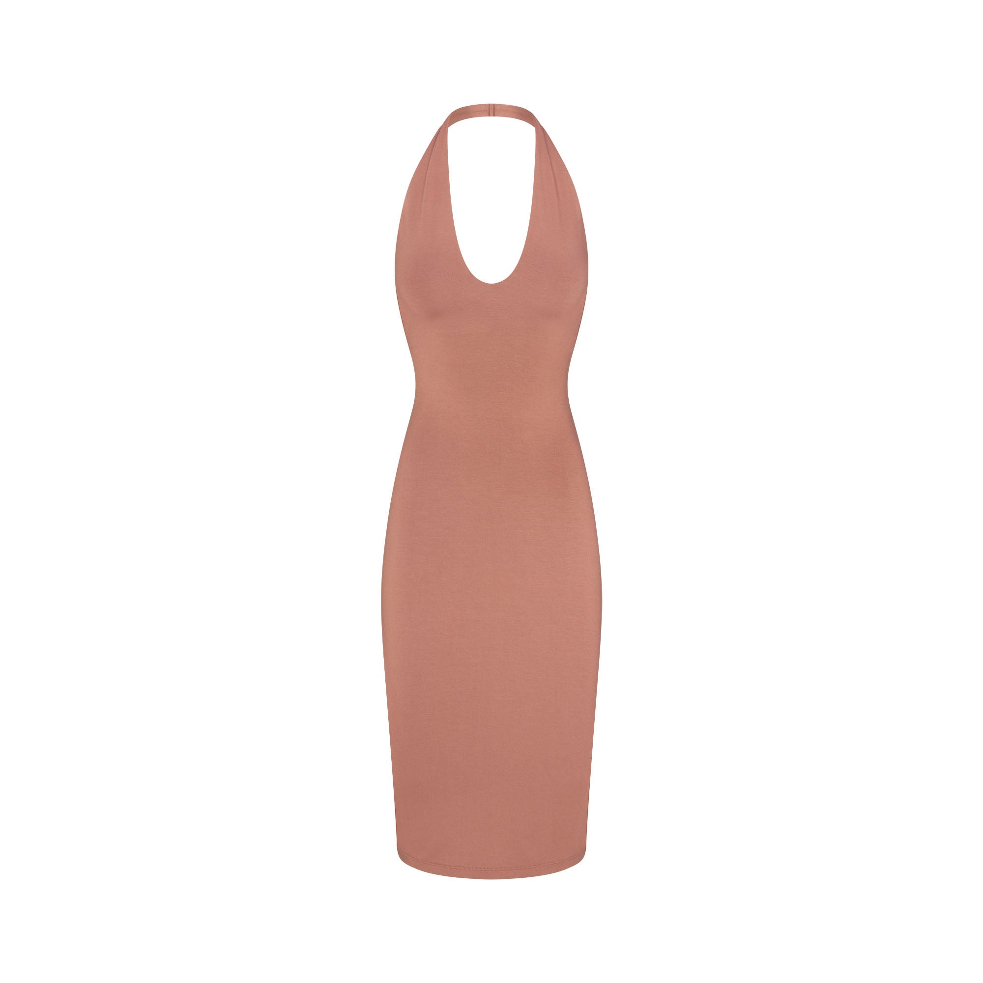 Smooth Layers Plunge Halter Midi Dress