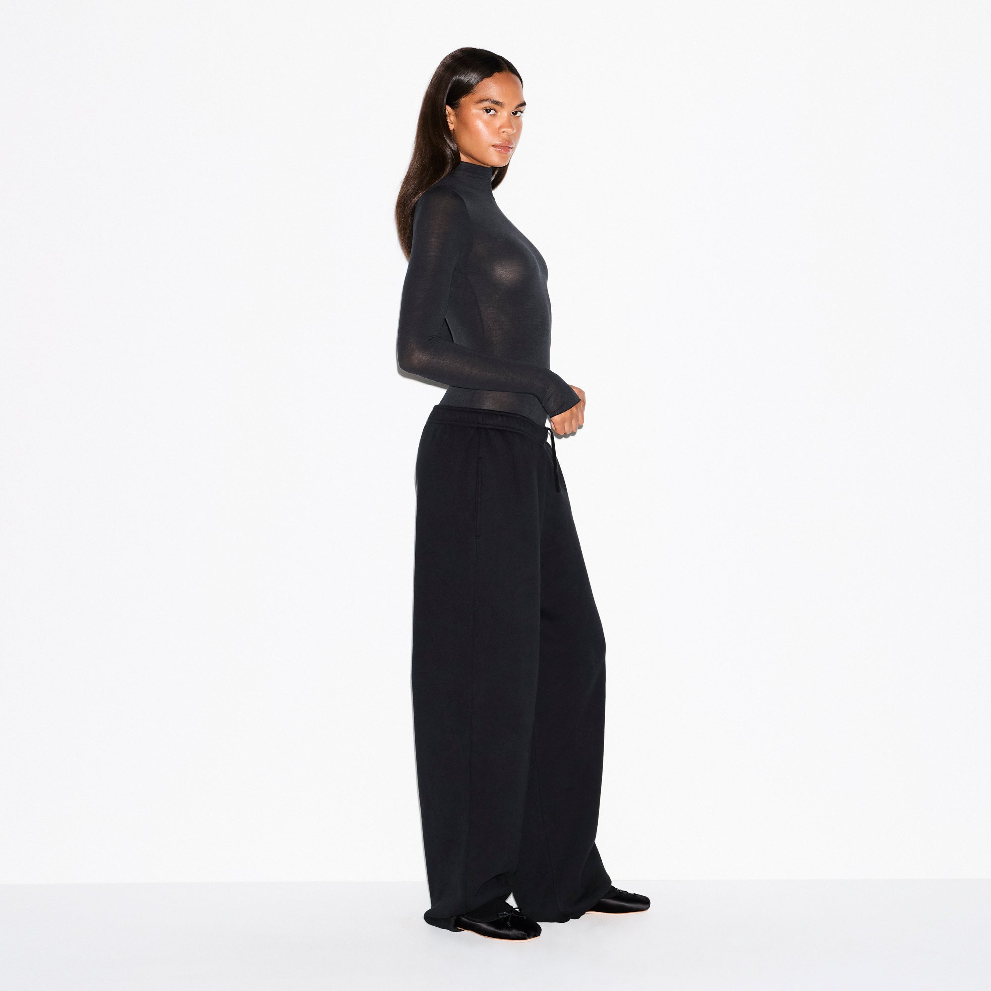 Sheer Modal Long Sleeve Turtleneck Bodysuit
