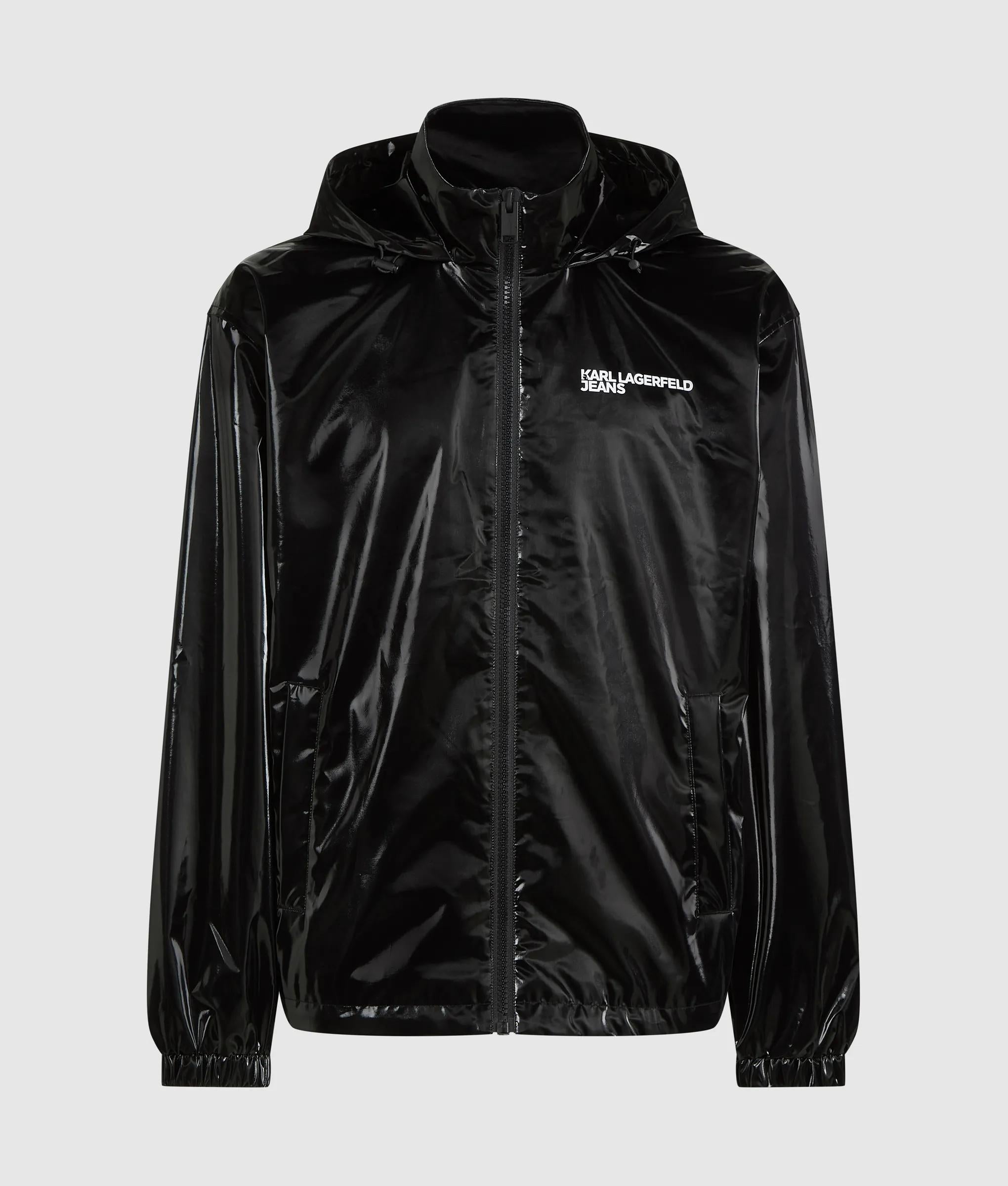 Shiny hooded bomber jacket