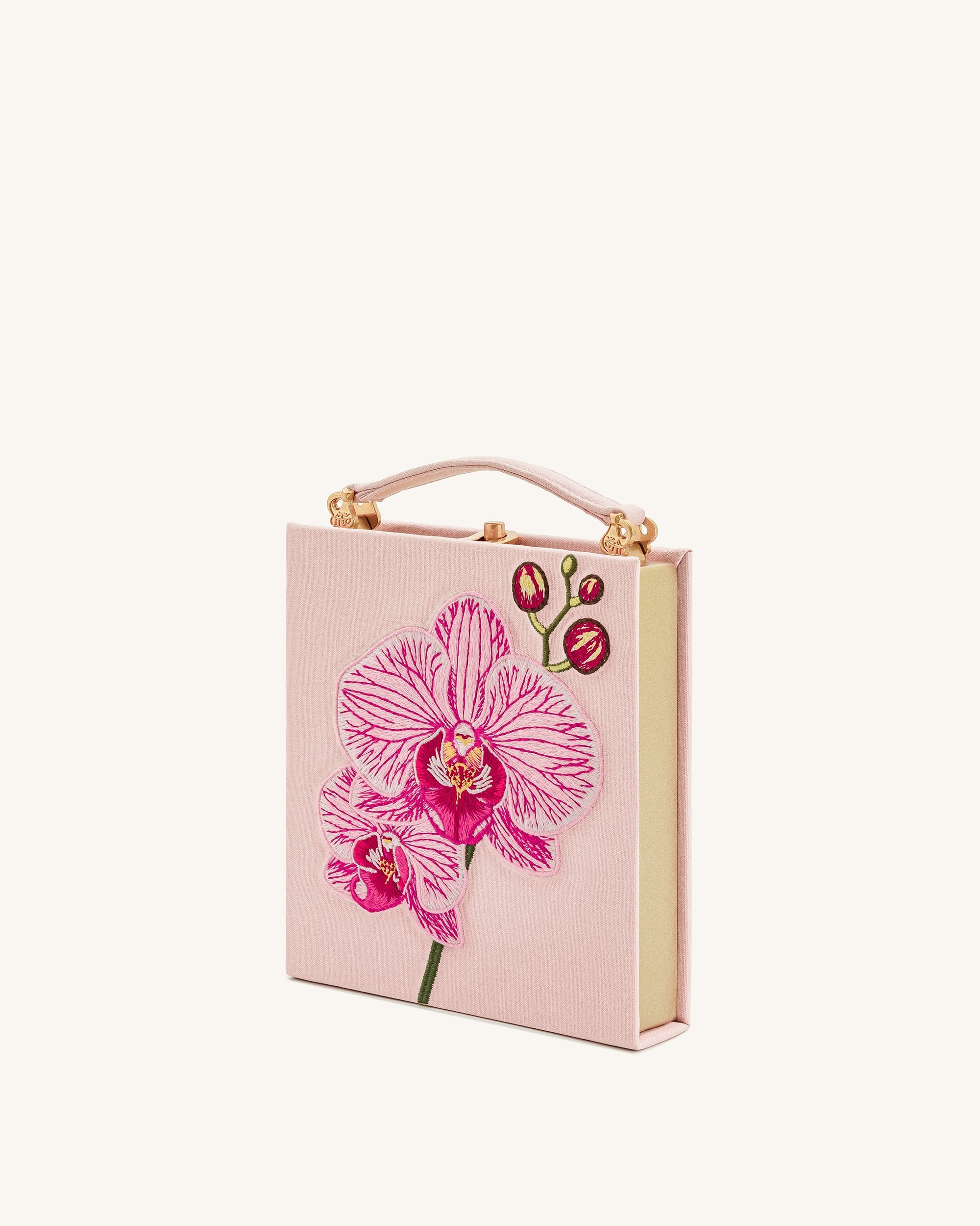 Taya Orchid Motif Book Shape Clutch Bag - Black