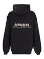 Represent 'Patron of The Club' Black Hoodie with Front and Back Logo Print in Cotton Man