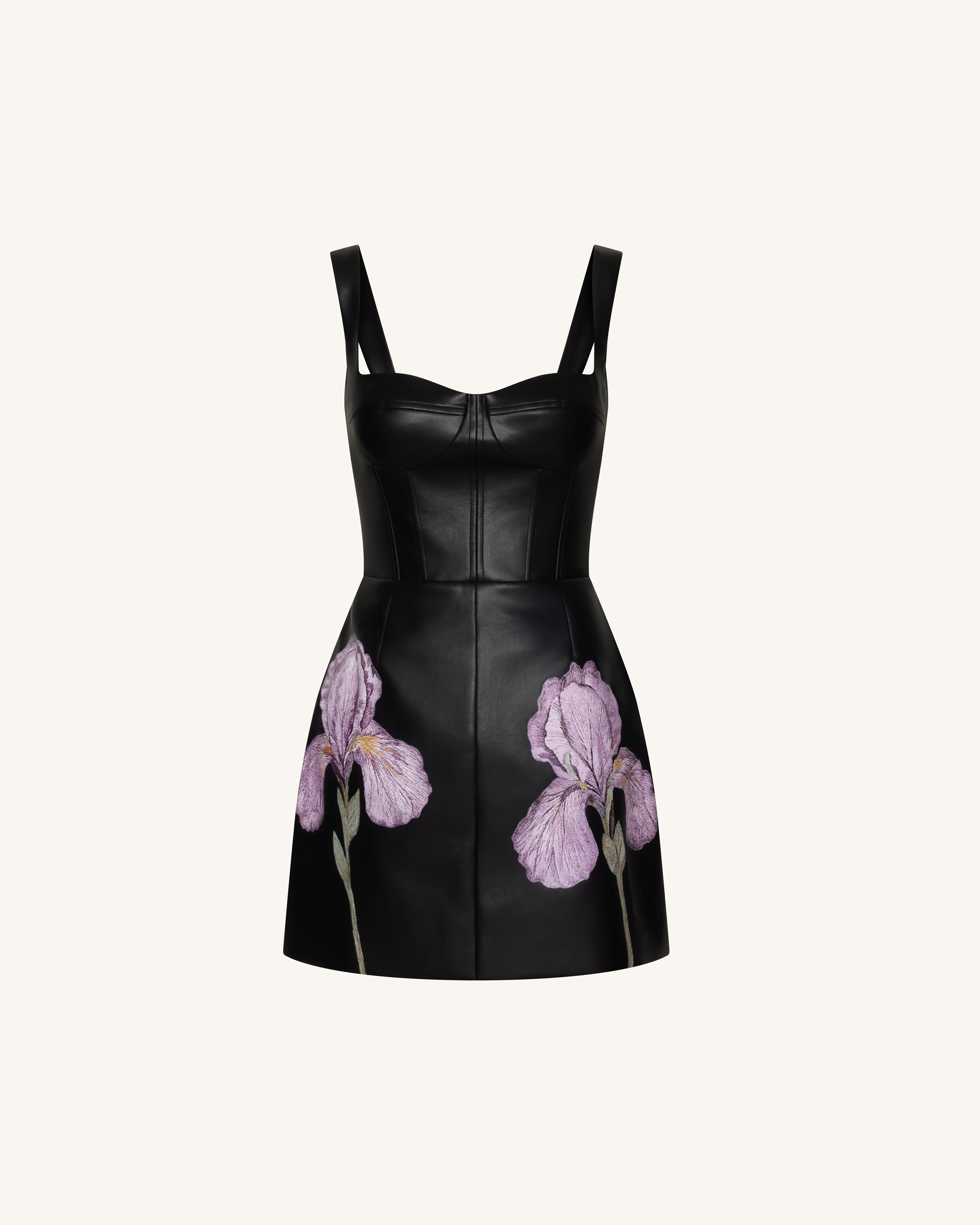 Iris Floral Print Corset Dress - Black