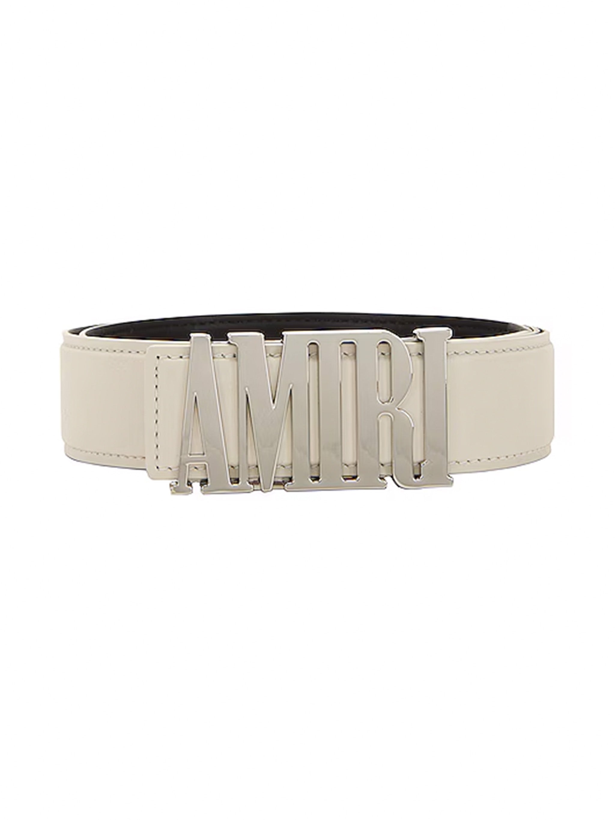 Amiri Nappa 4CM Logo Belt in Alabaster