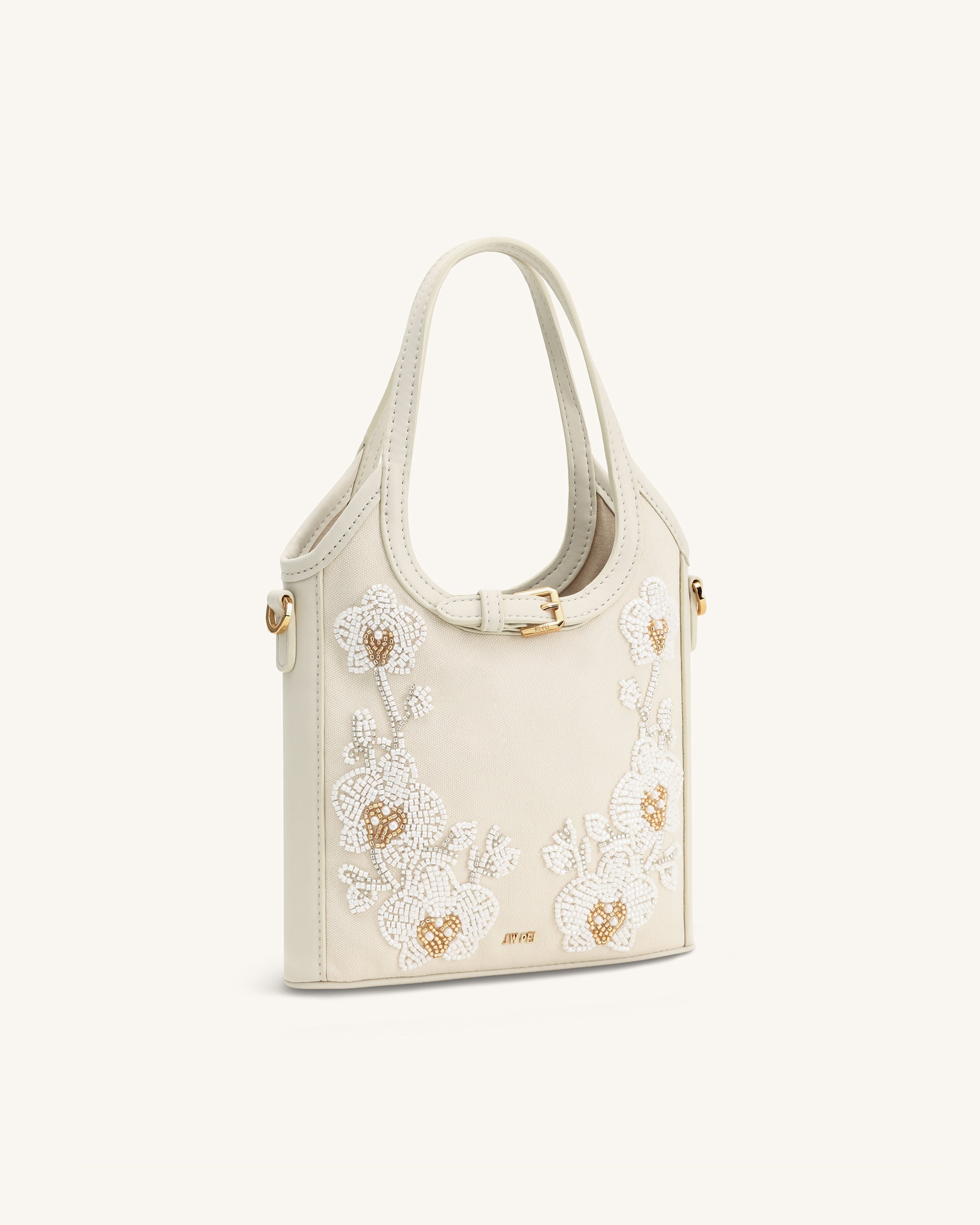 Brooke Mini Belted Embellished Orchid Beaded Top Handle Bag - Pink
