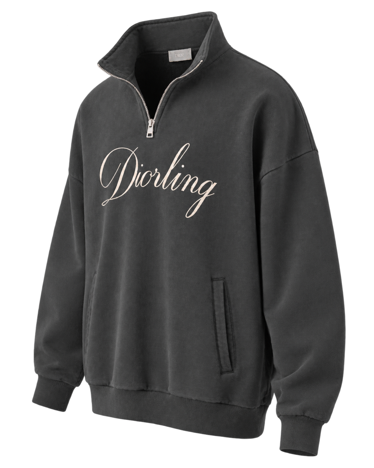 Dior Diorling Sweatshirt With Zip On The Collar In Gray