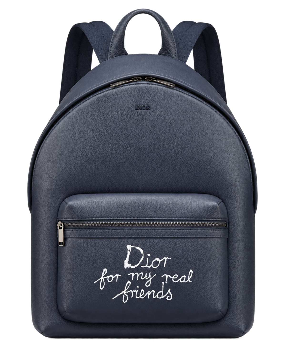 Dior x Hylton Nell Rider 2.0 Zip Backpack Grained Calfskin Print Navy Blue White