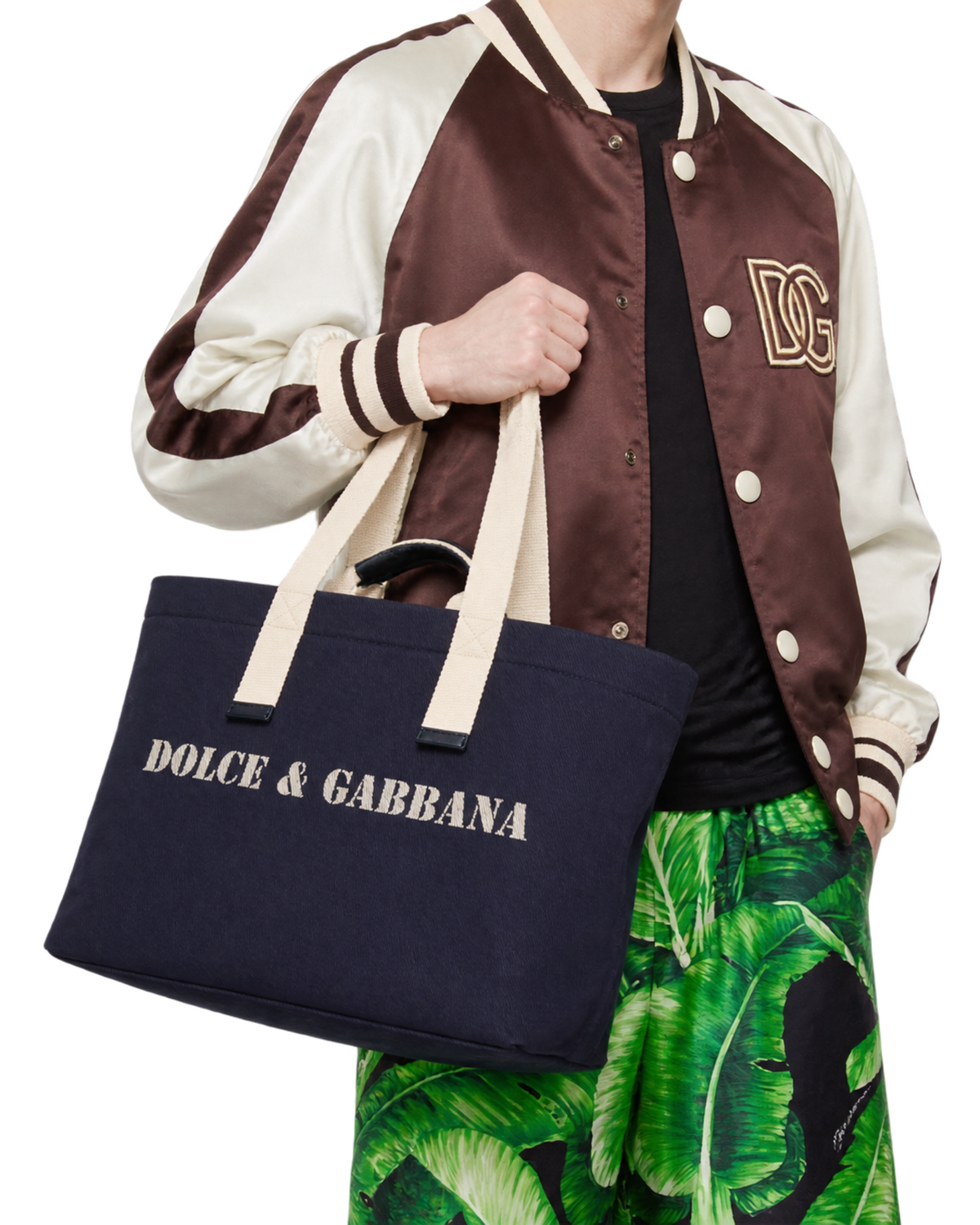 Dolce&Gabbana Navy Printed Drill Holdall Tote