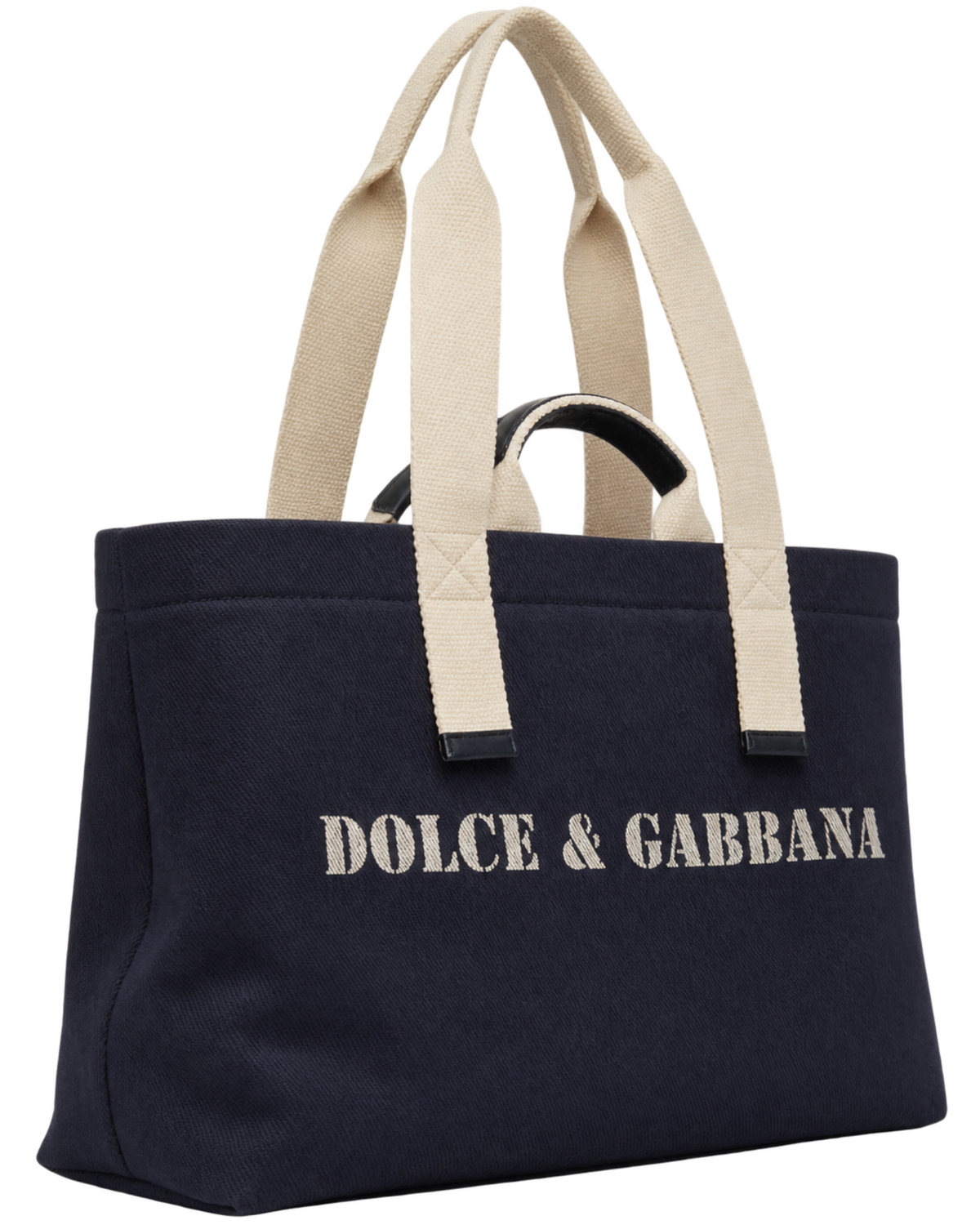 Dolce&Gabbana Navy Printed Drill Holdall Tote