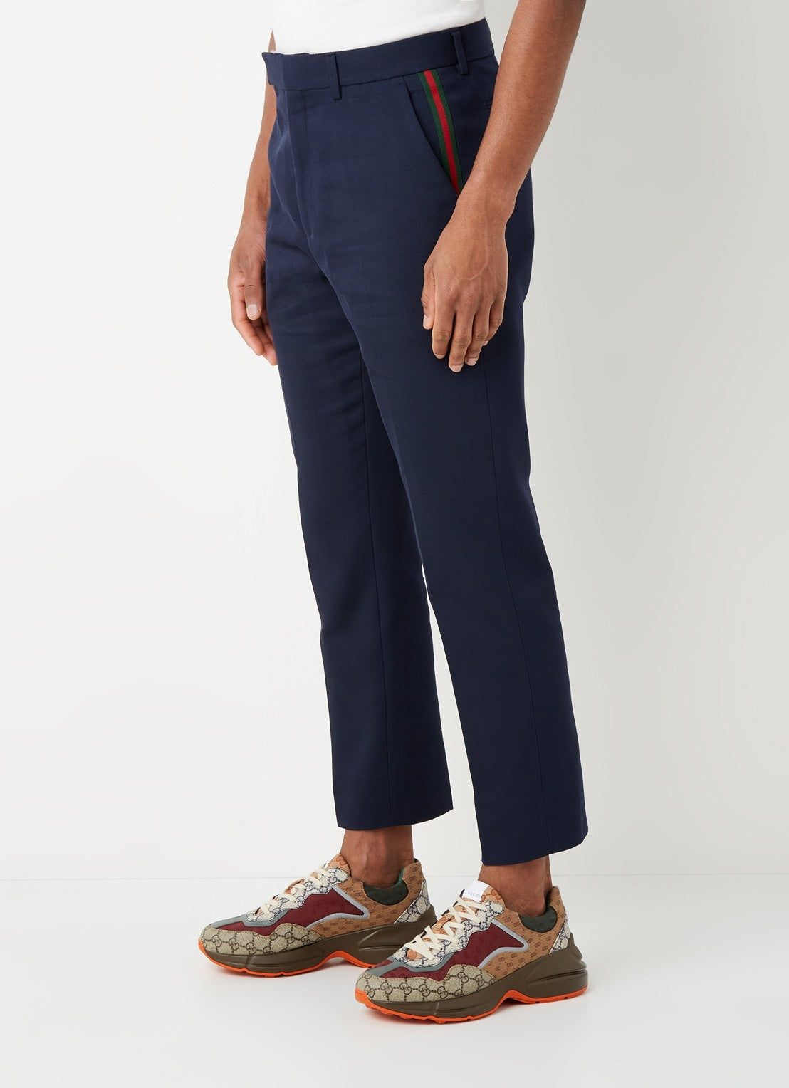 Gucci Women's Slim-Fit Cropped Trousers with Stripe Detail
