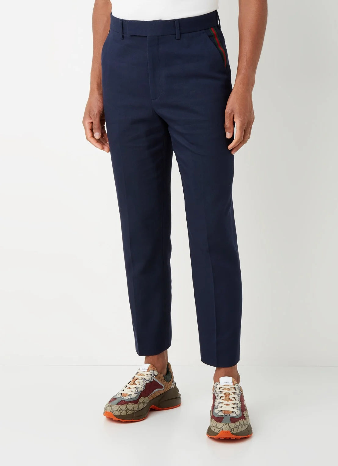 Gucci Women's Slim-Fit Cropped Trousers with Stripe Detail