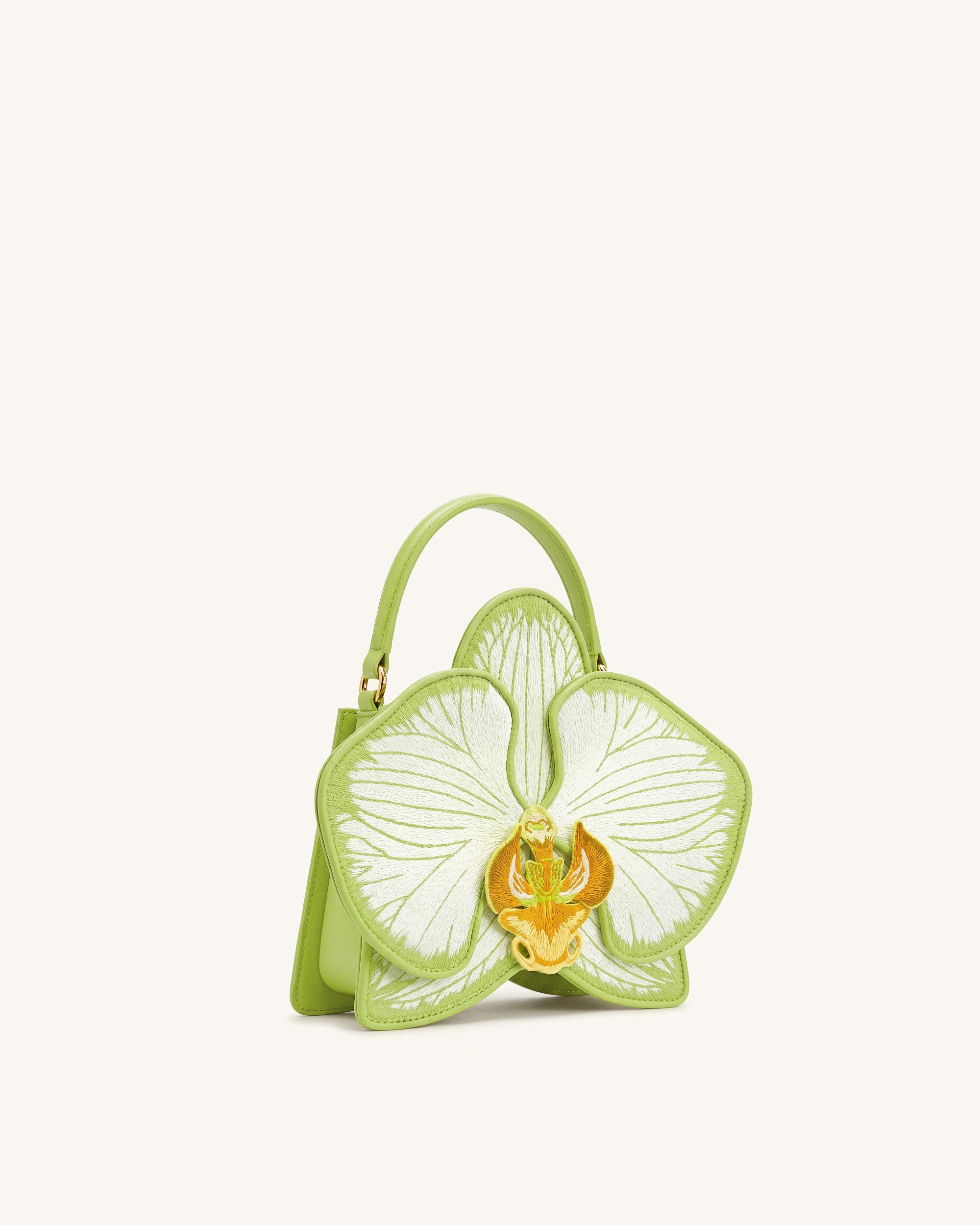 Flora Orchid Shaped Top Handle Bag - Light Green