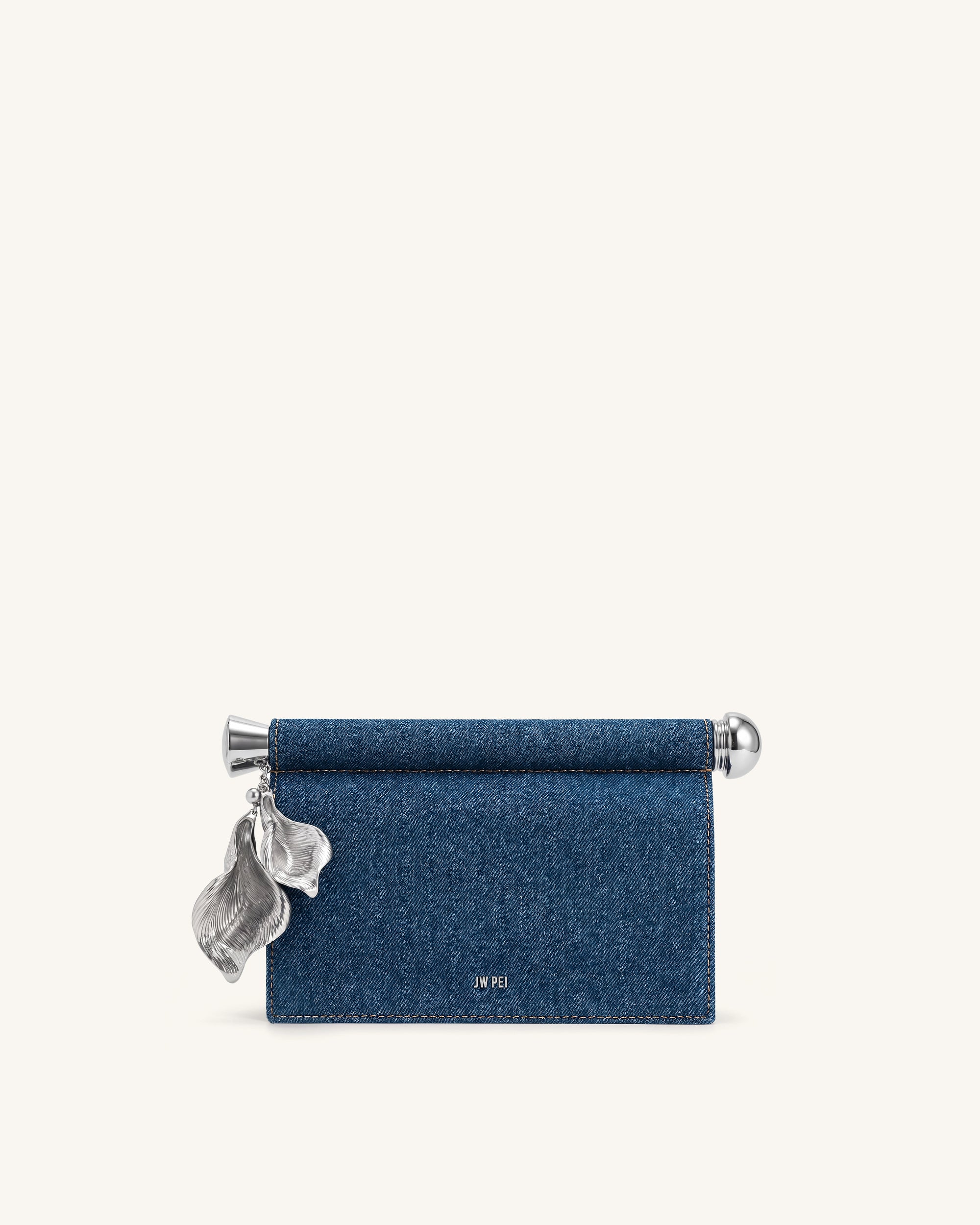 Holly Metal Pendant Embellished Clutch - Dark Olive