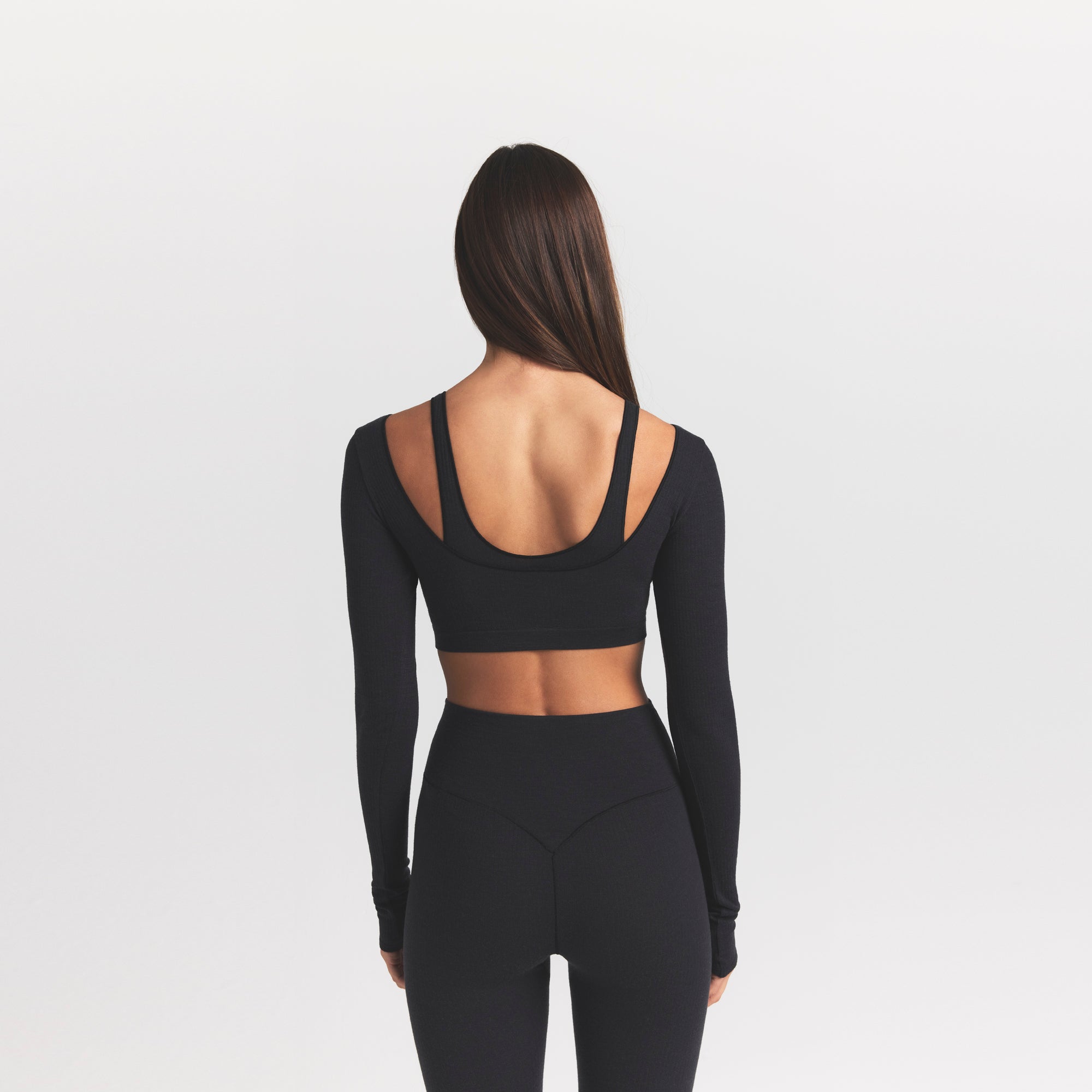 Wool Rib Long Sleeve Super Cropped Top
