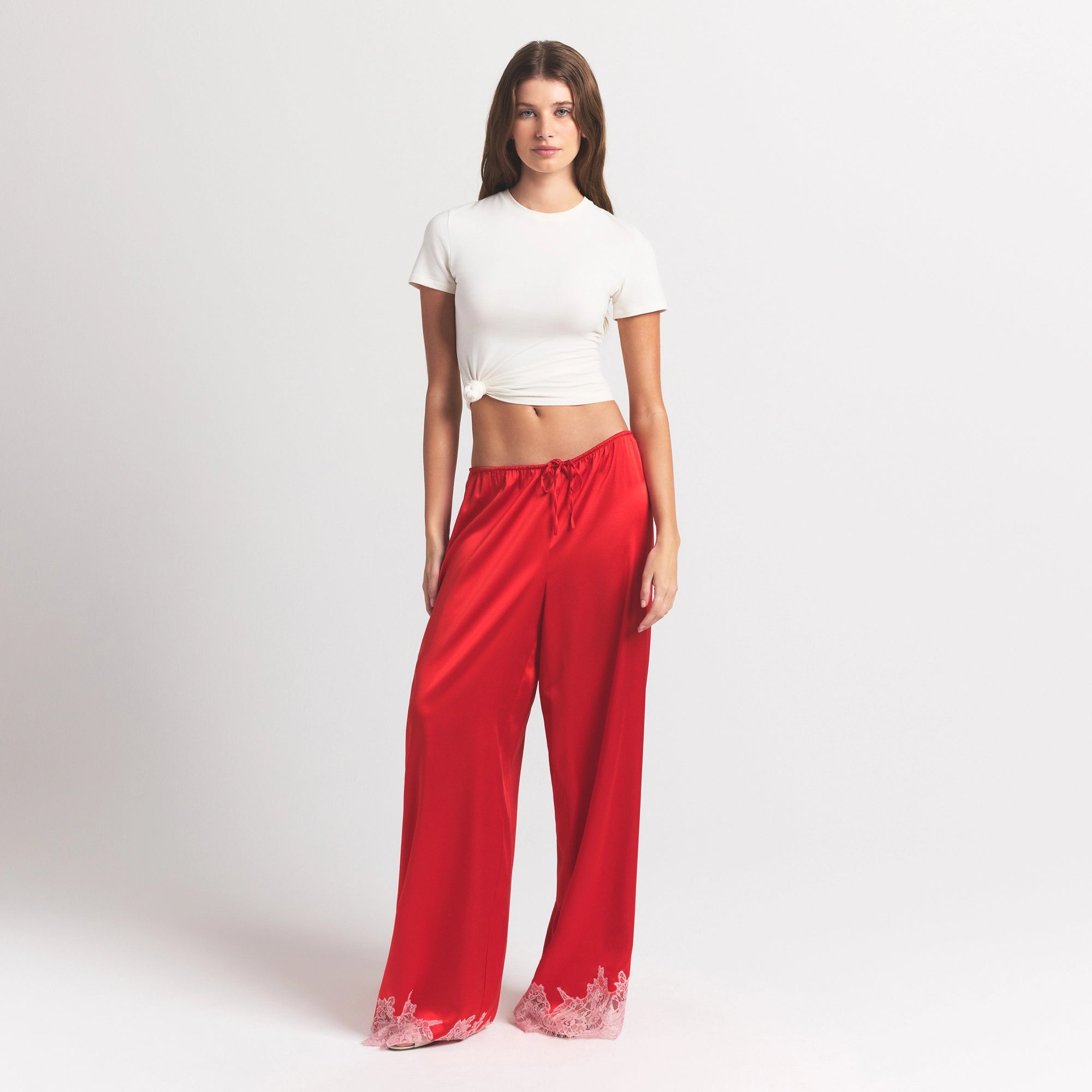 Silk Lace Straight Leg Pant