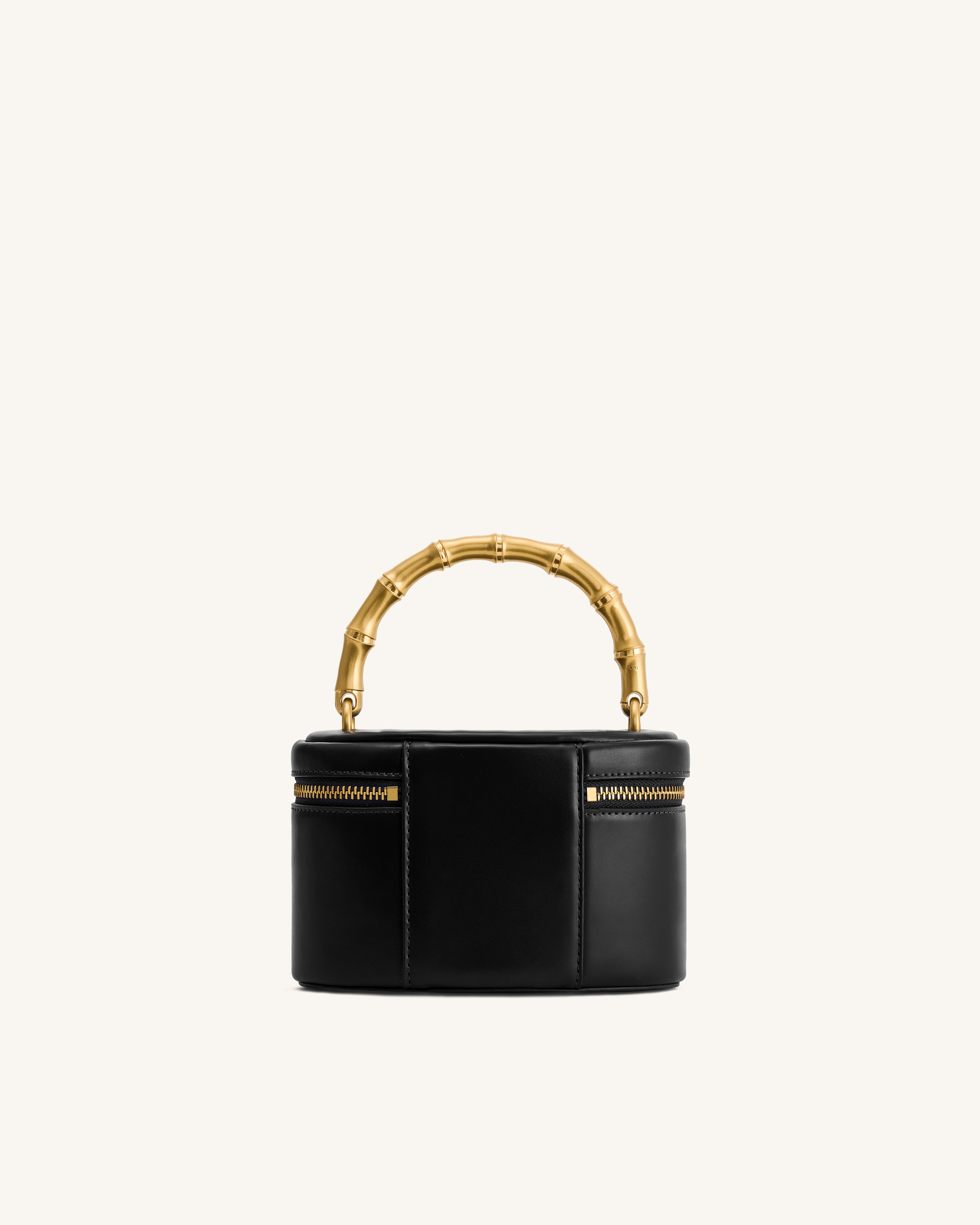 Natalie Metal Geometric Pendant Handle Bag - Black