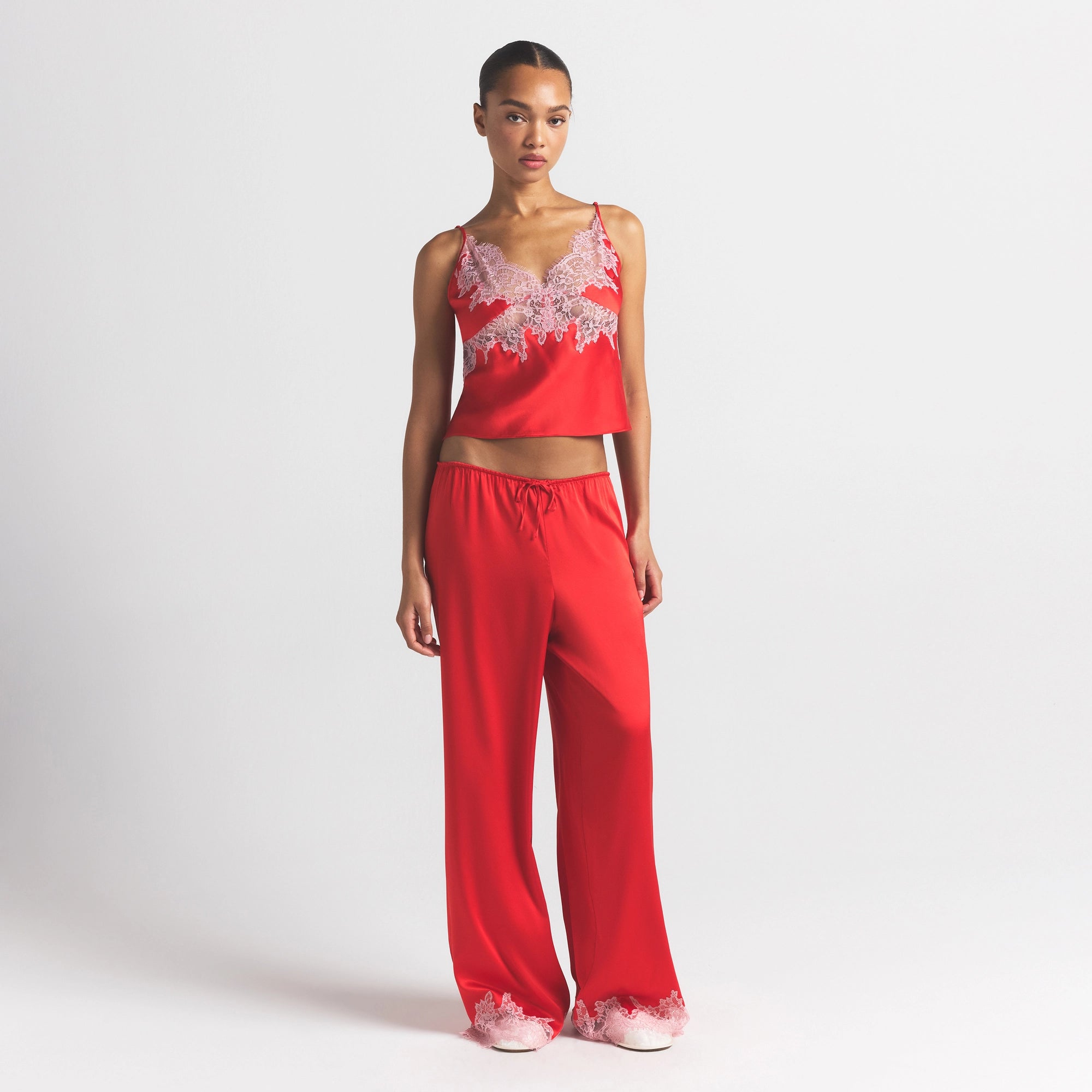 Silk Lace Straight Leg Pant