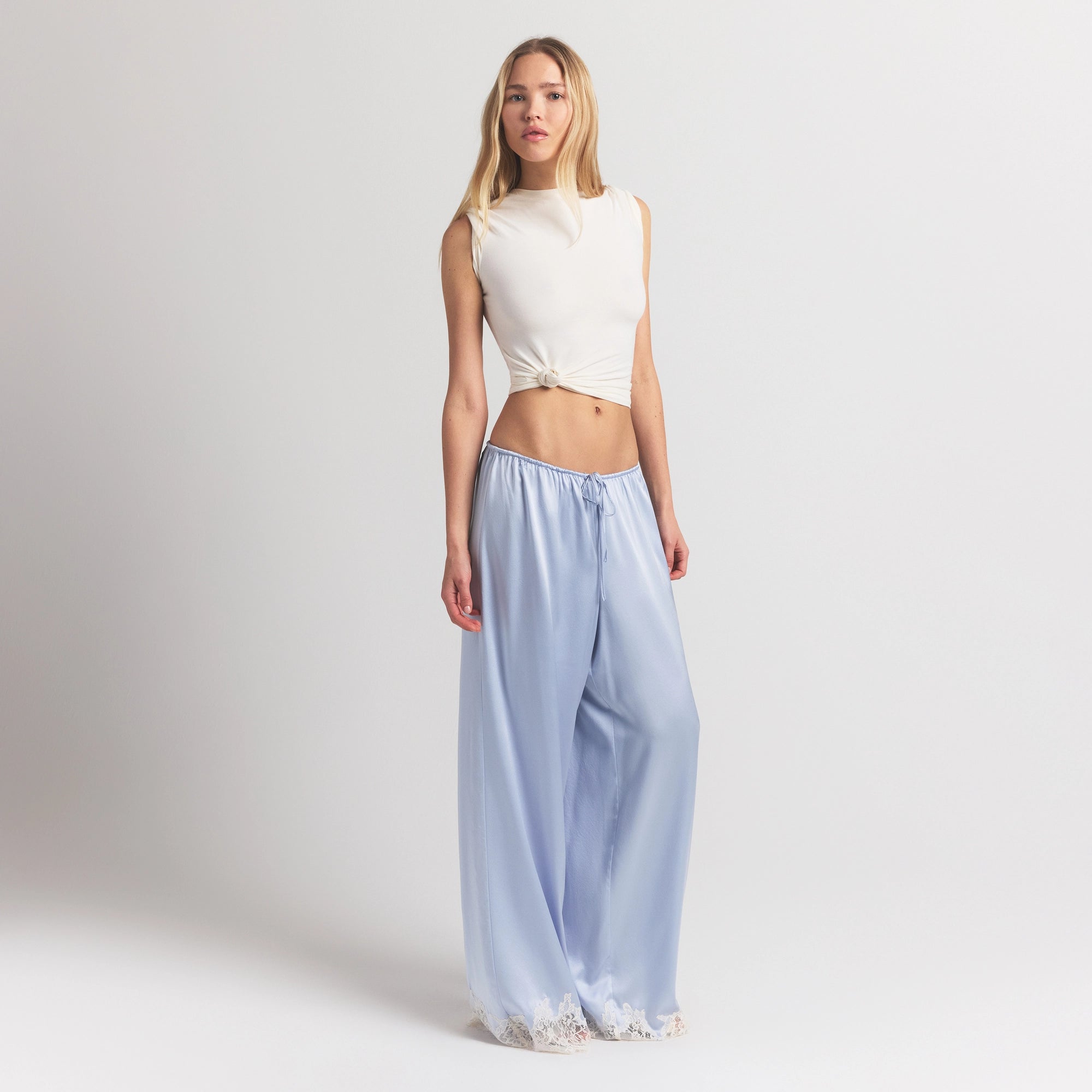 Silk Lace Straight Leg Pant