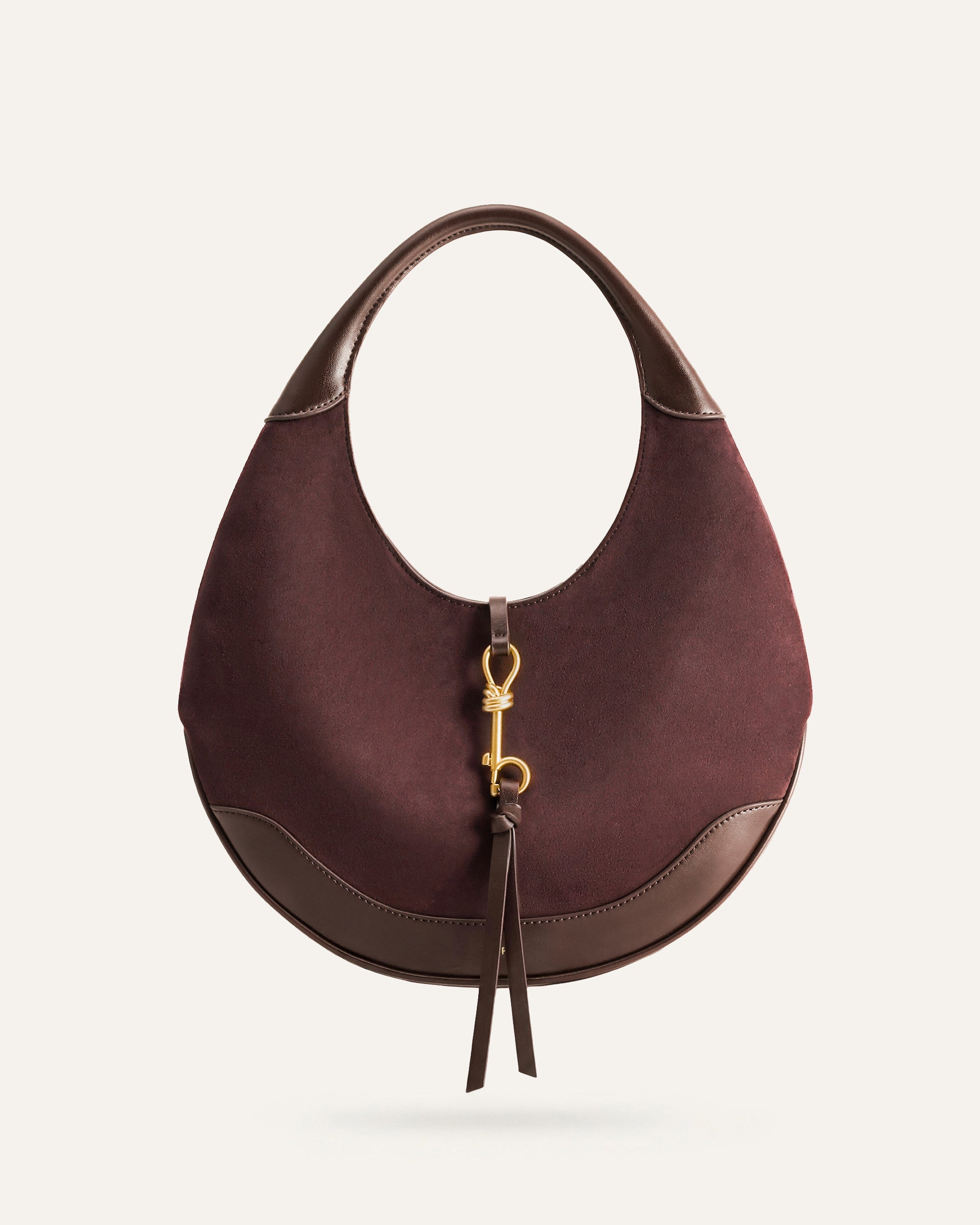 Colette Faux Suede Crescent Hobo Bag - Deep Claret