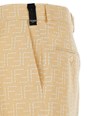 Fendi Yellow Pants with Belt Loops and All-Over FF Motif in Linen Blend Man