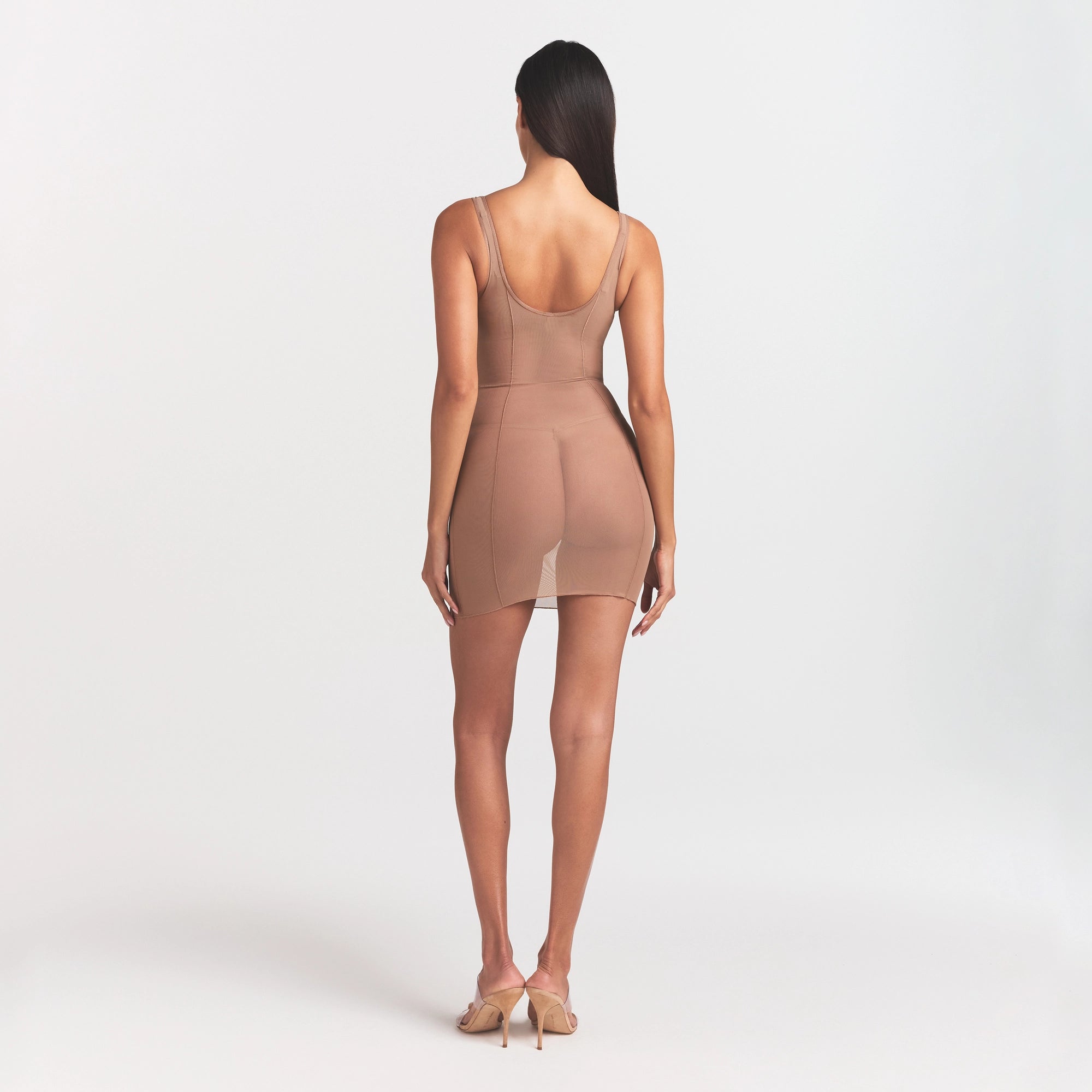 Power Mesh Shapewear Open Bust Slip Dress