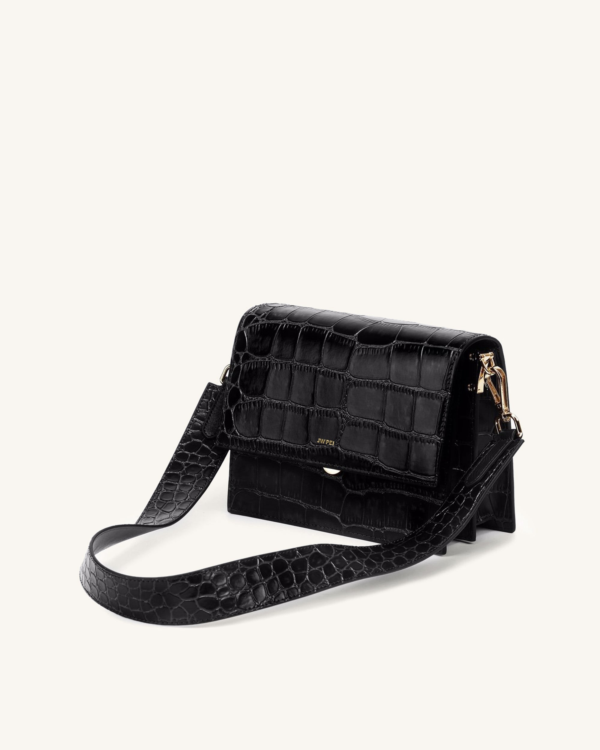 Mini Flap Crossbody - Brown Croc