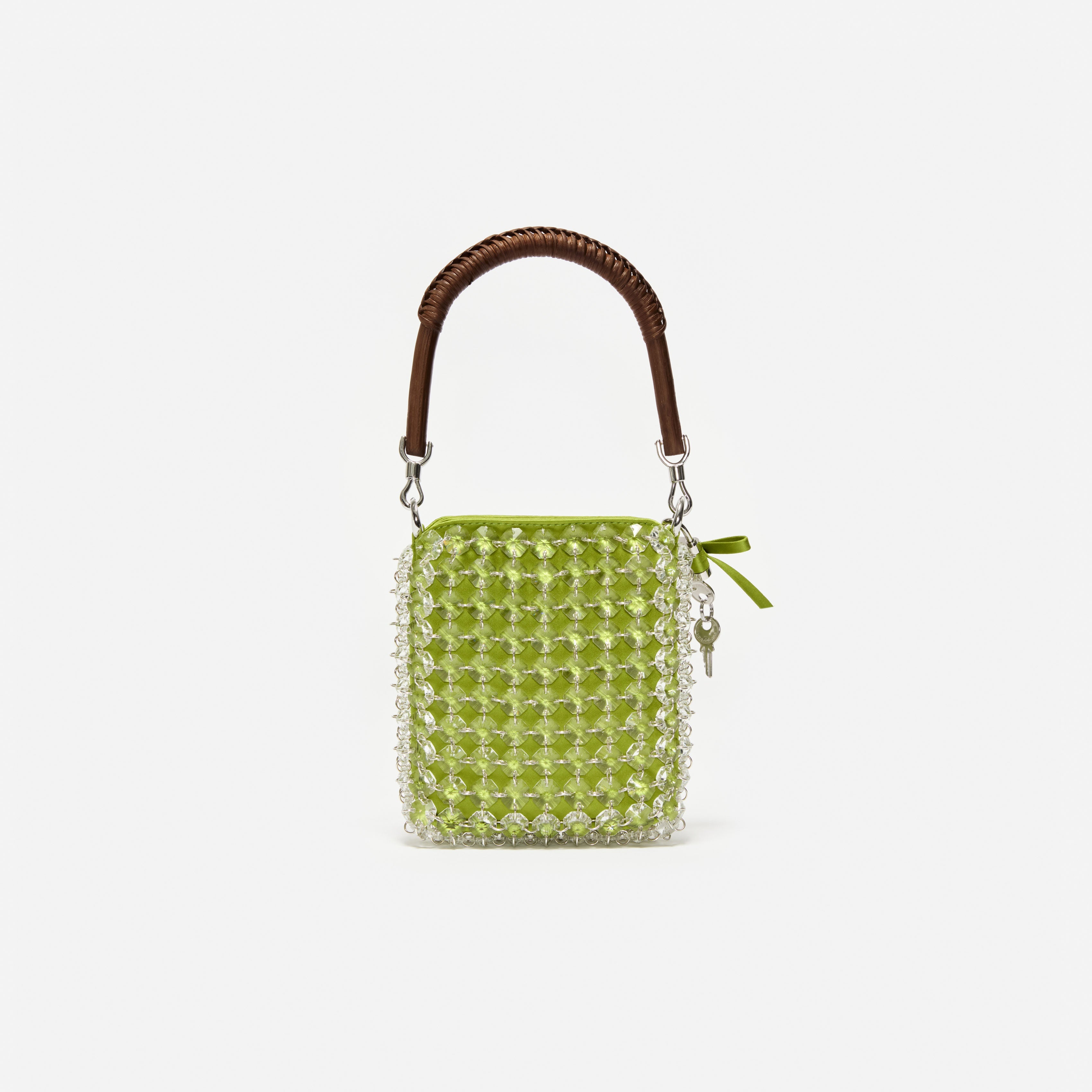 Green Crystal Chain Mini Tote Bag