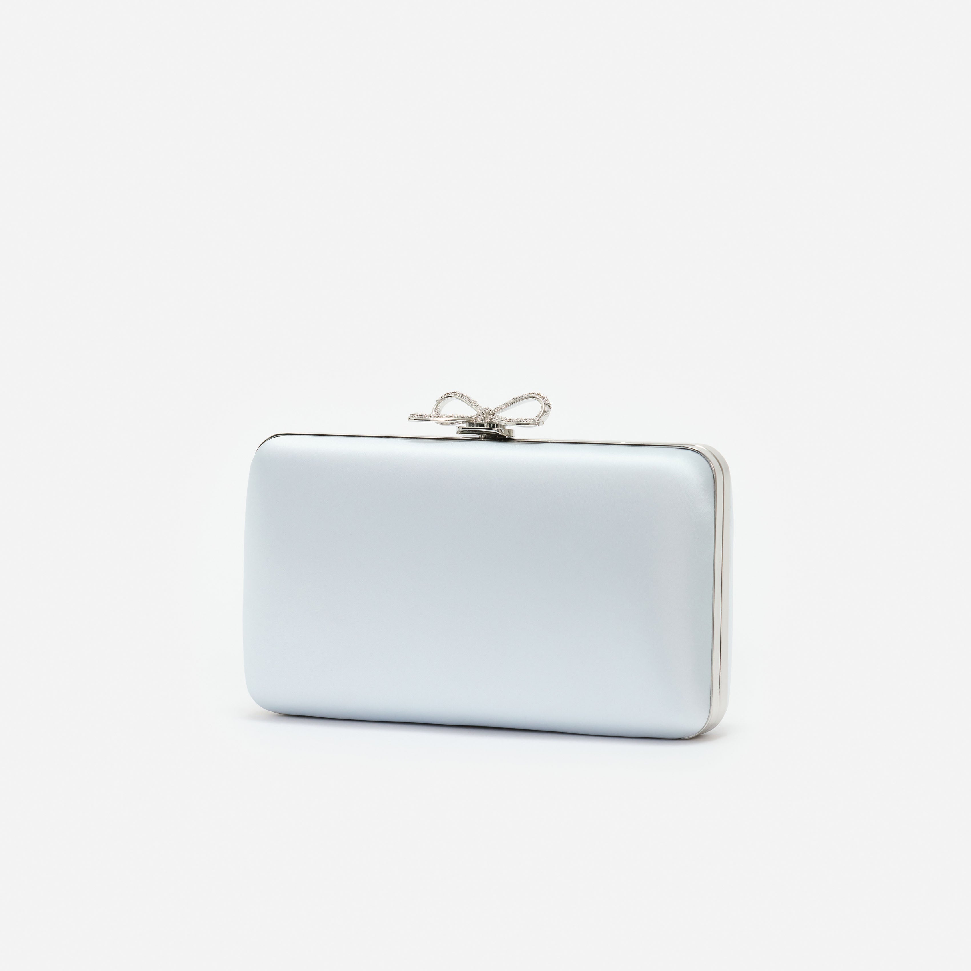Blue Satin Clutch Bag