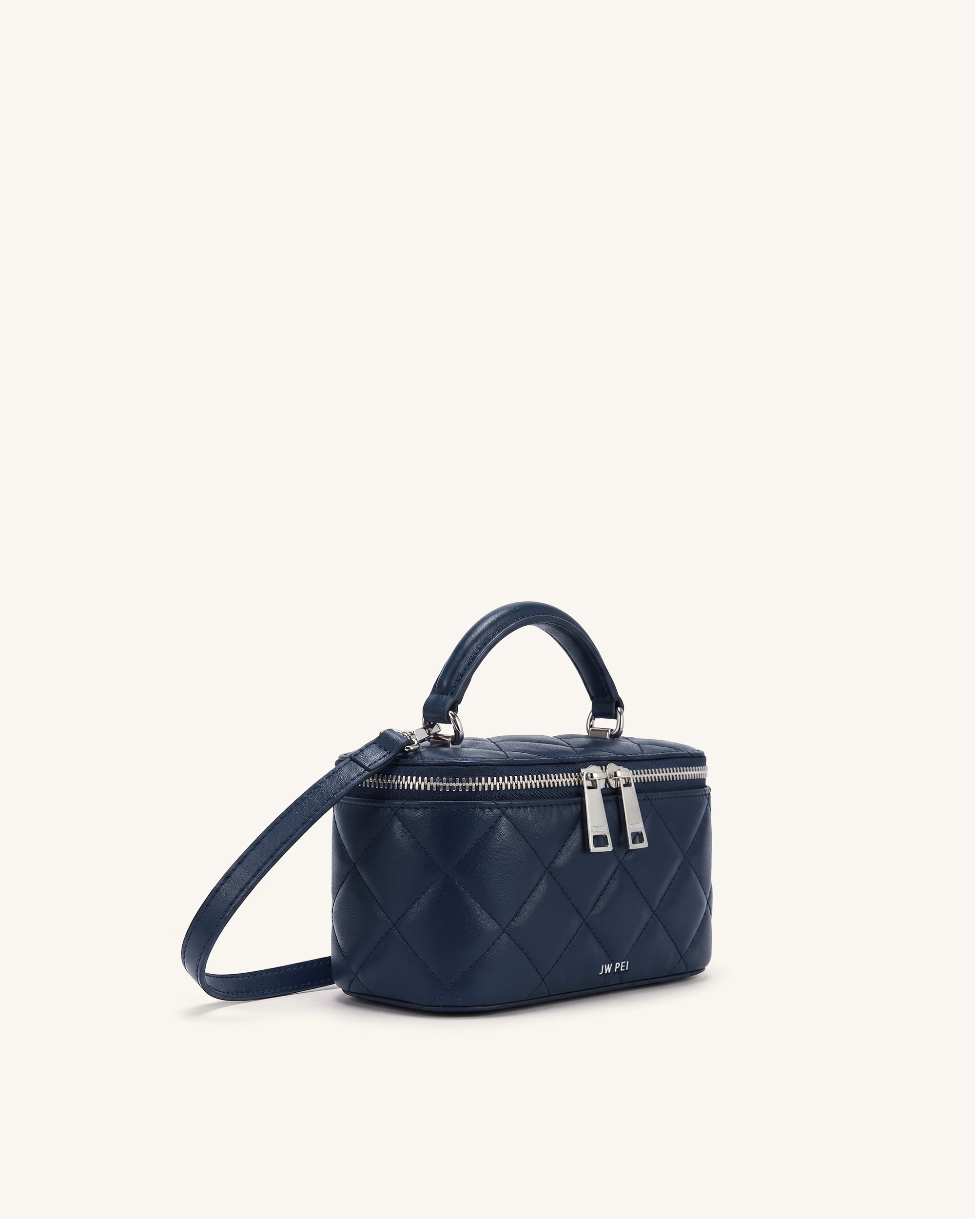 Vivienne Quilted Vanity Top Handle Bag - Navy