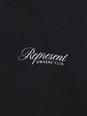 Represent Black Hoodie with Front and Back Logo Print in Cotton Man