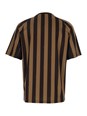 Fendi Brown T-Shirt with All-Over Striped Motif and Fendi Club Patch in Tech Fabric Man