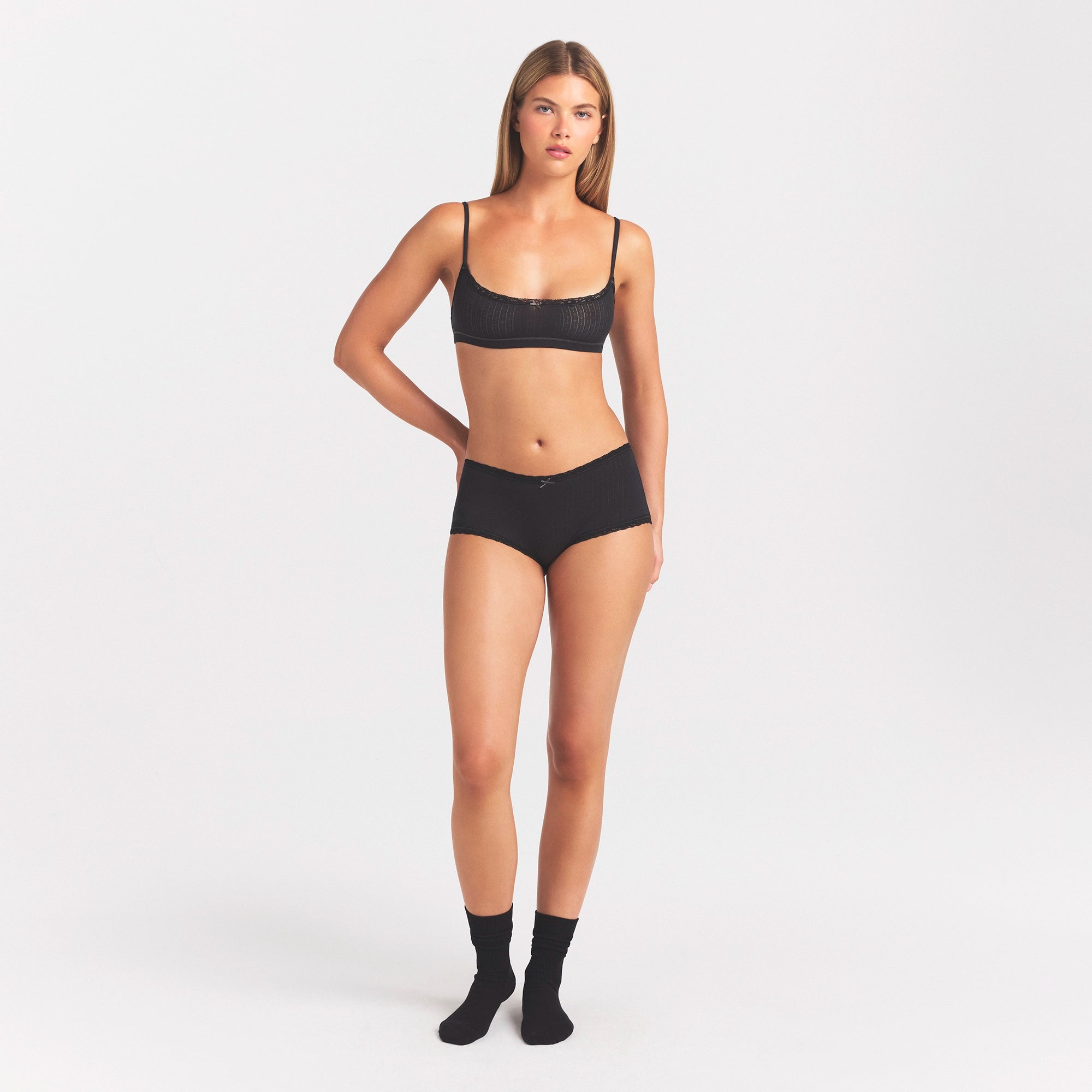 Lightweight Cotton Pointelle Lace Boy Short