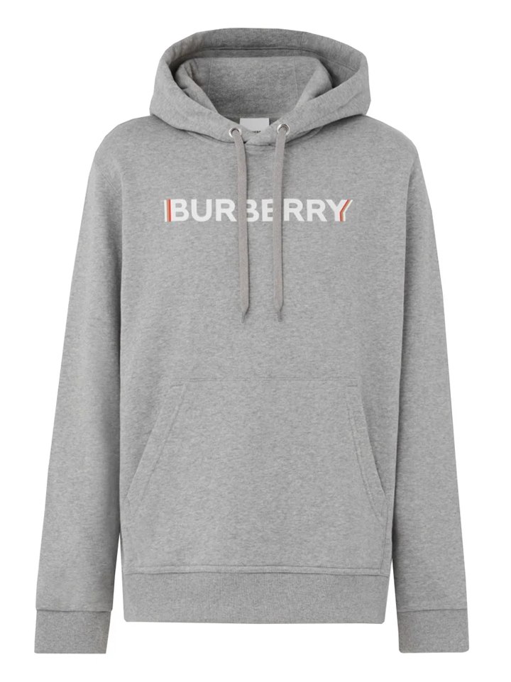 Burberry Farley Logo Printed Hoodie in Grey
