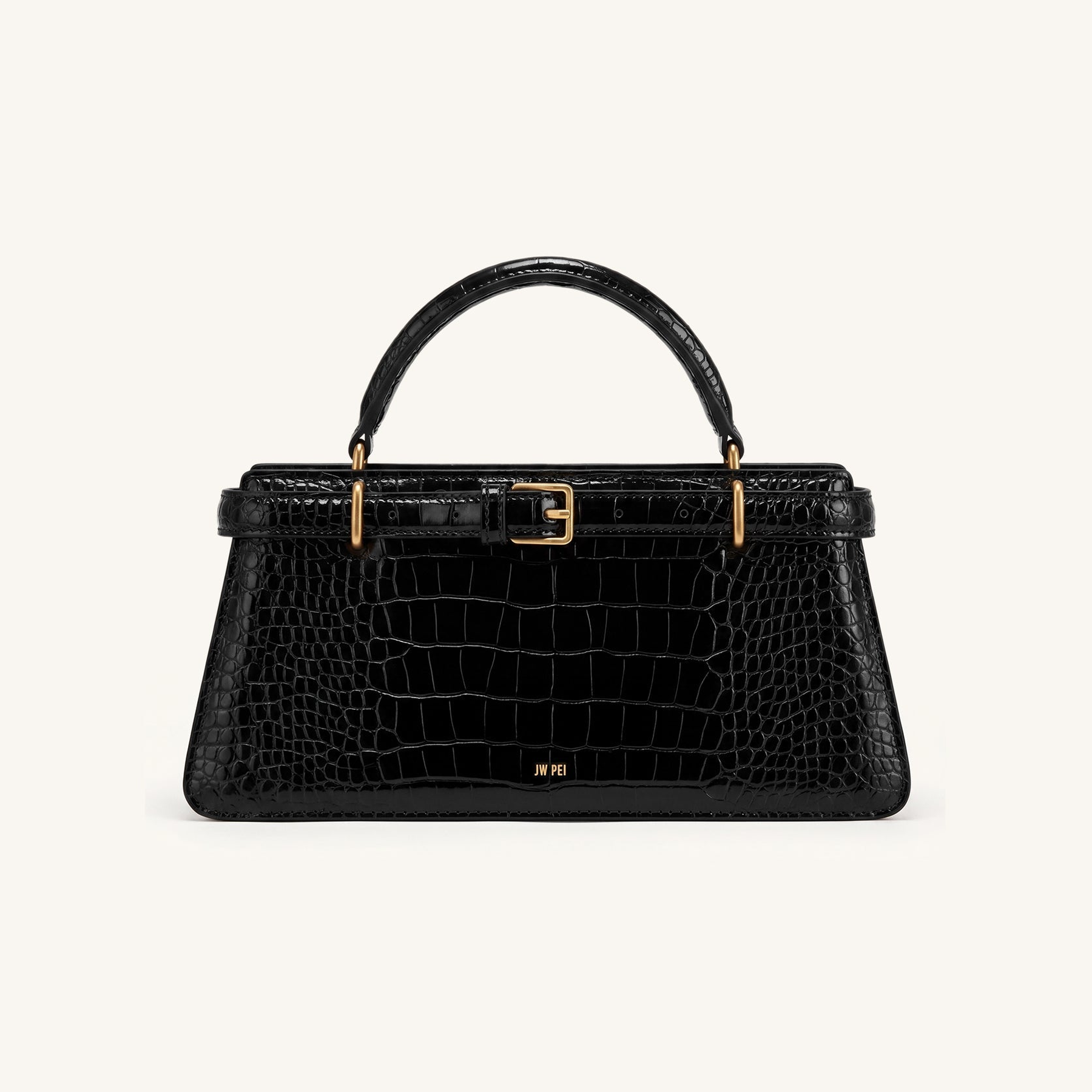 Elena Classic Top Handle Bag - Black Croc