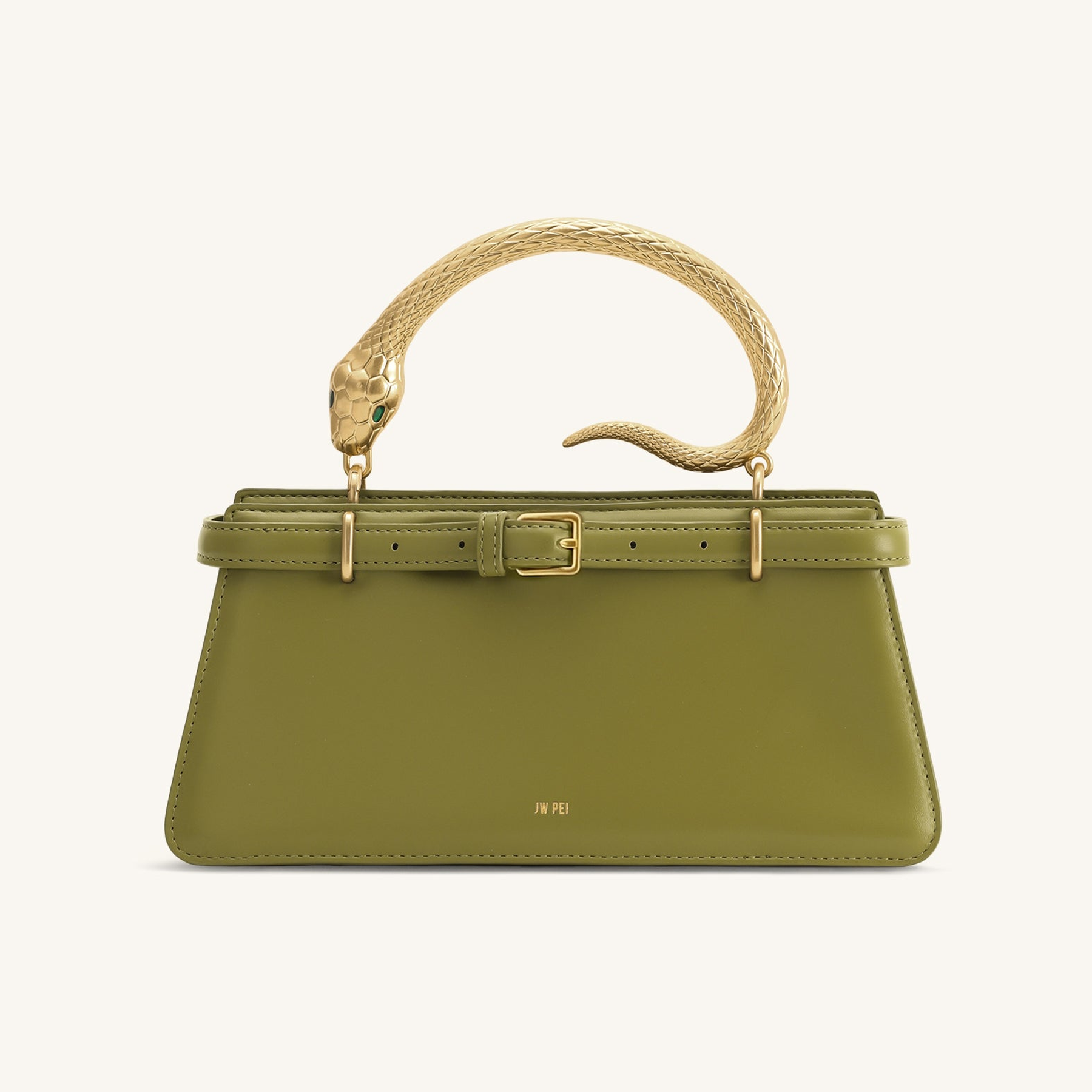 Elena Snake Handle Top Handle Bag - Matcha Green
