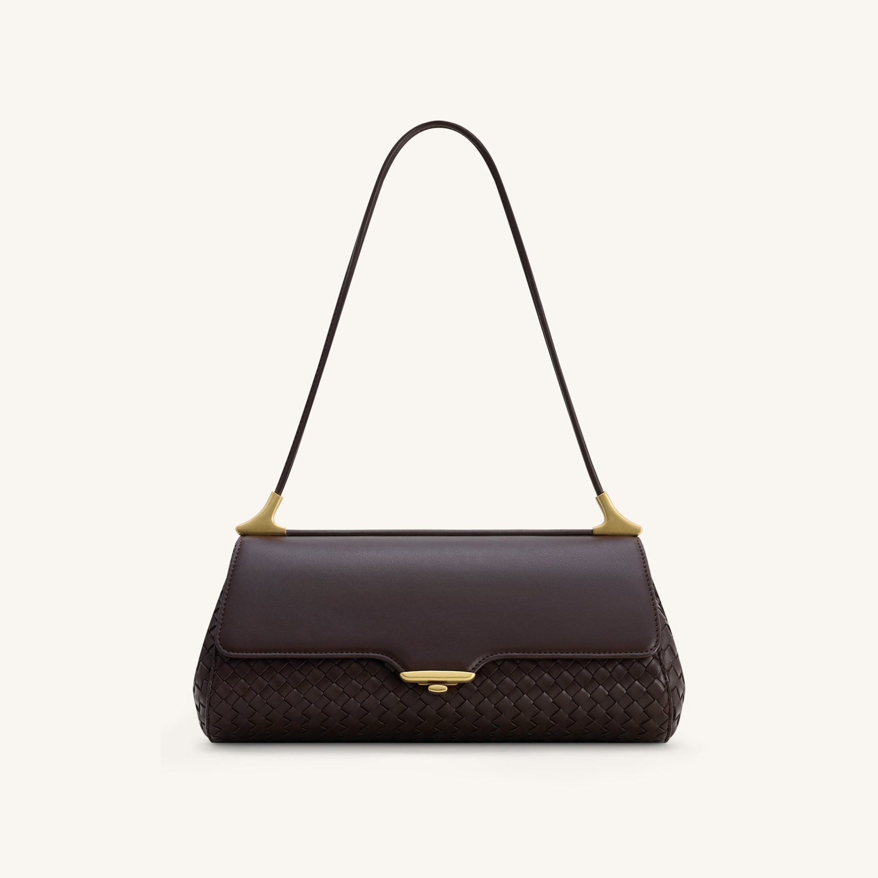 Eloise Woven Shoulder Bag - Dark Brown