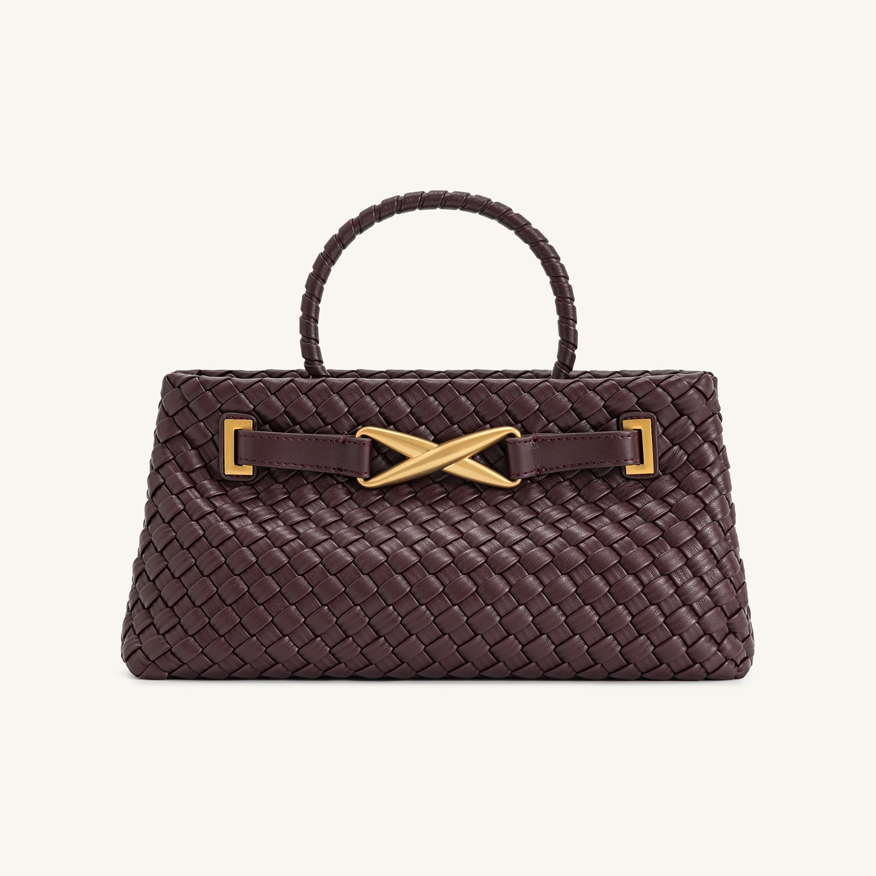 Elora Woven Tote Bag - Deep Burgundy